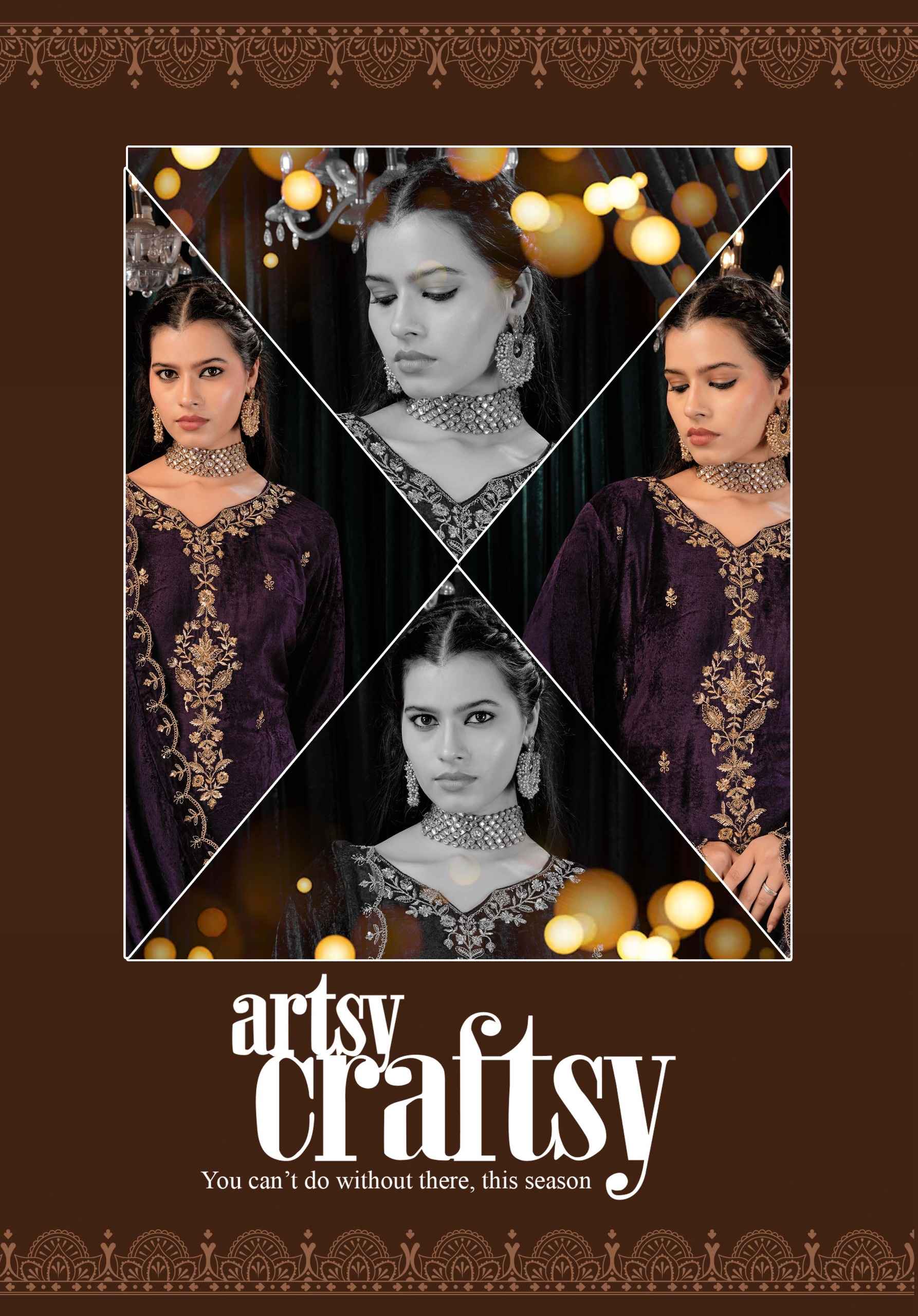 Alok Dazy Viscose Velvet Dress Material 4 pcs Catalogue