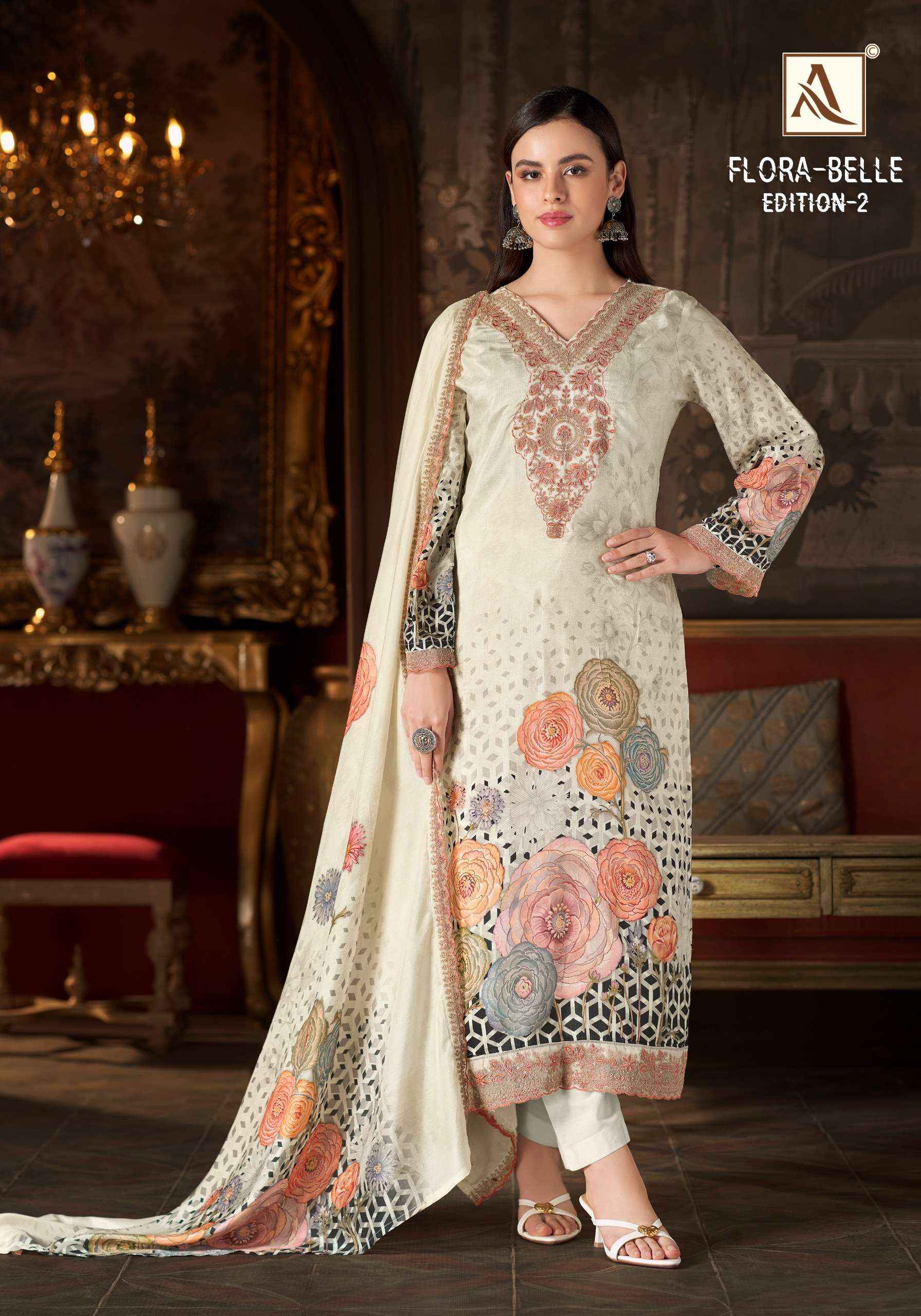 Alok Flora Belle Edition 2 Maslin Dress Material 6 pcs Catalogue