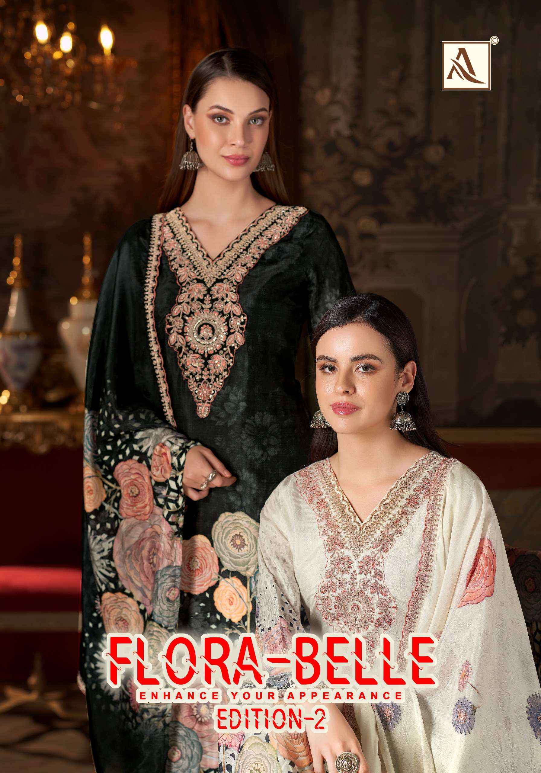 Alok Flora Belle Edition 2 Maslin Dress Material 6 pcs Catalogue