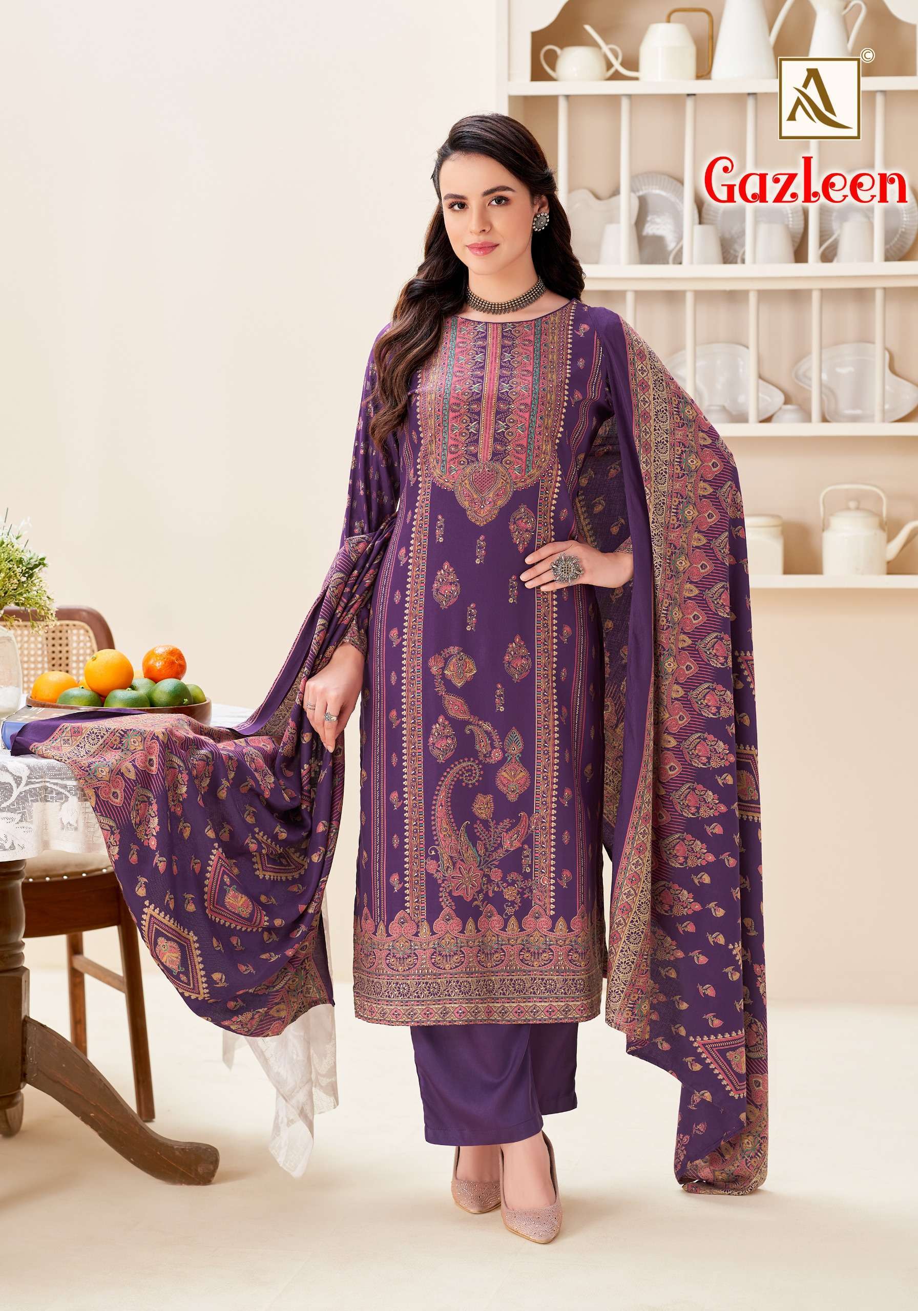 Alok Gazleen Pashmina Dress Material 6 pcs Catalogue
