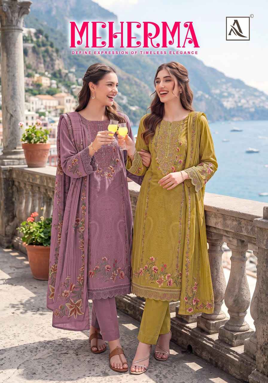 Alok Meherma Viscose Maslin Dress Material 4 pcs Catalogue