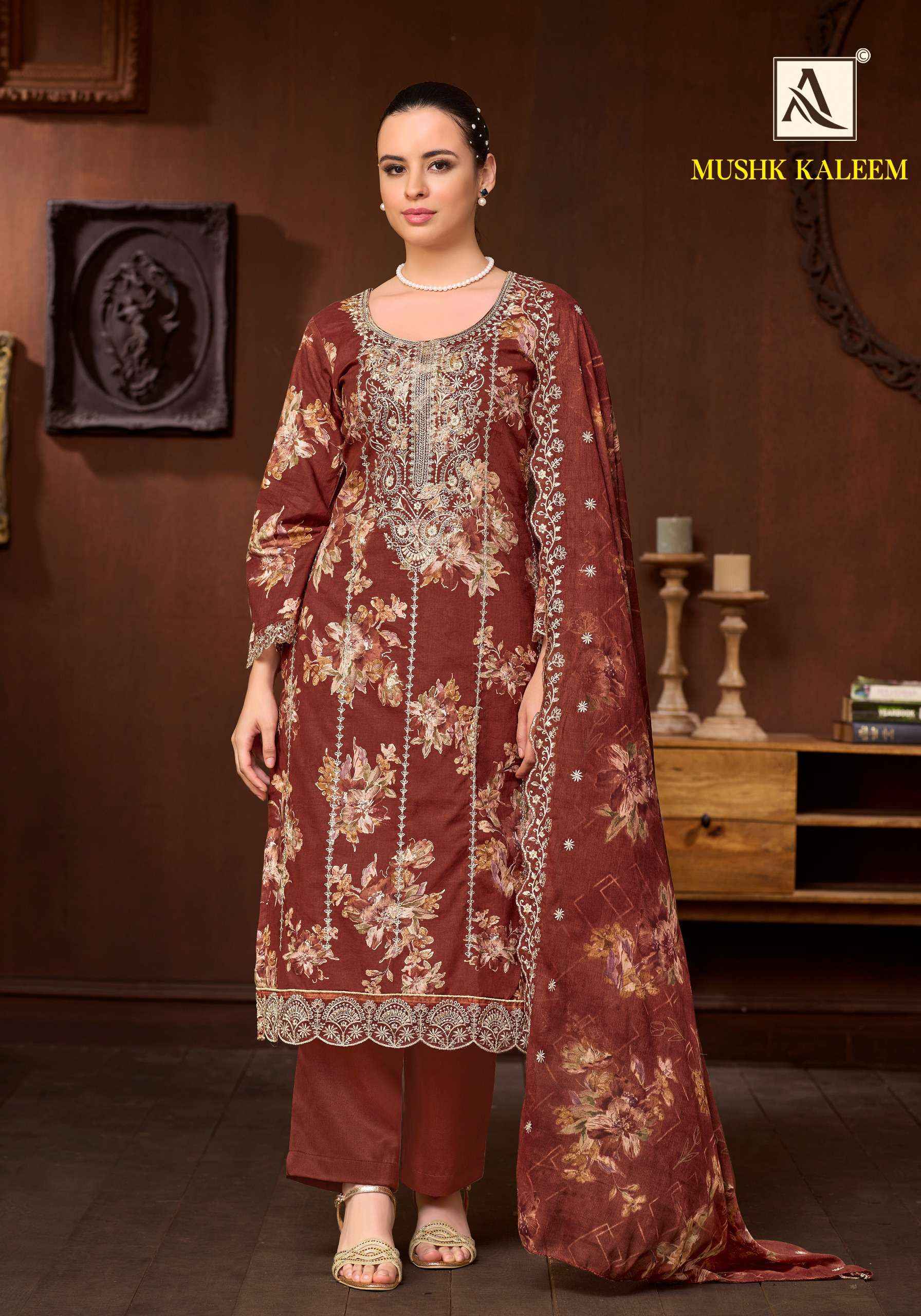 Alok Mushk Kaleem Cambric Cotton Dress Material 6 pcs Catalogue