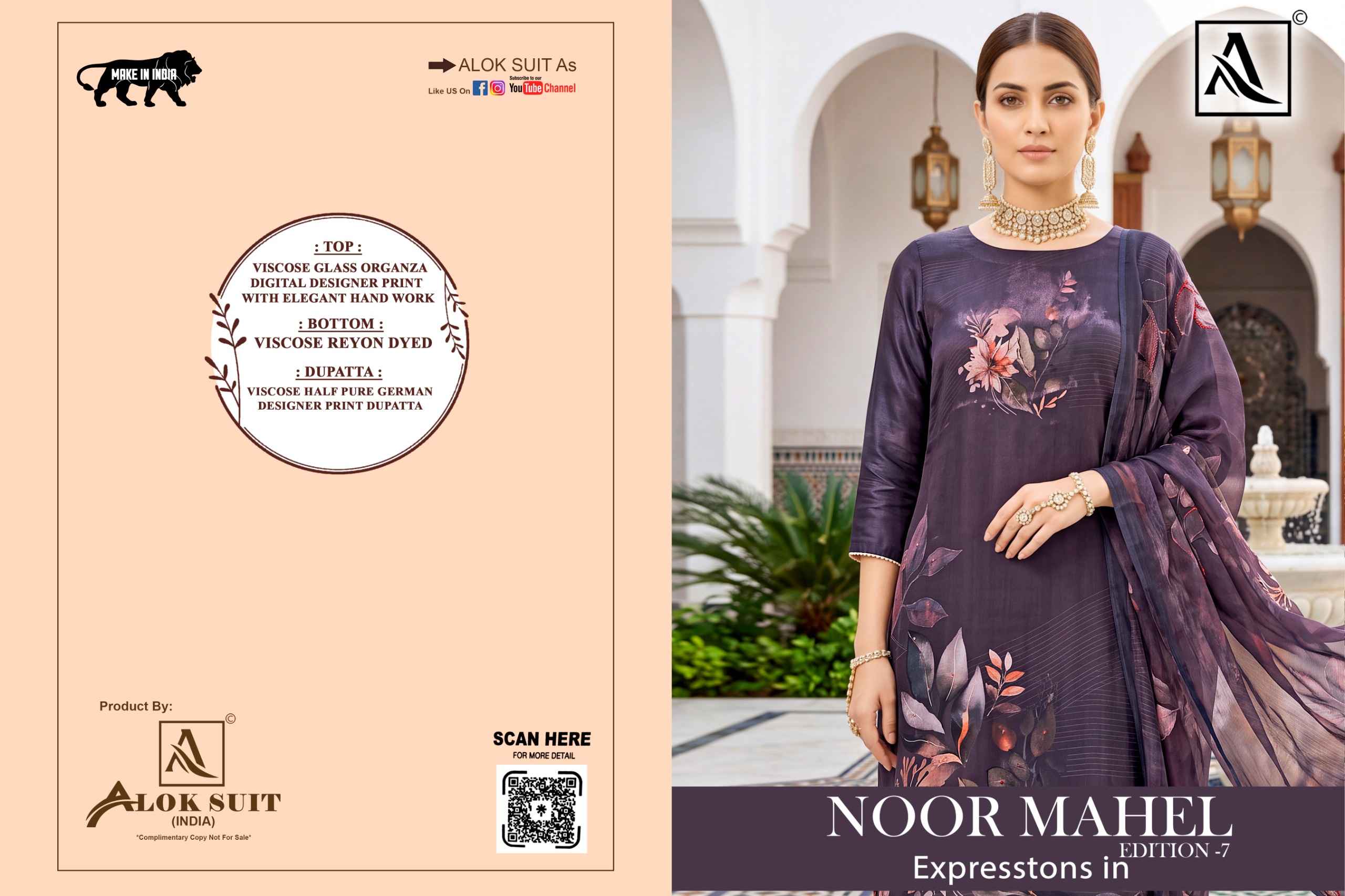 Alok Noor Mahel Edition 7 Viscose Dress Material 4 pcs Catalogue