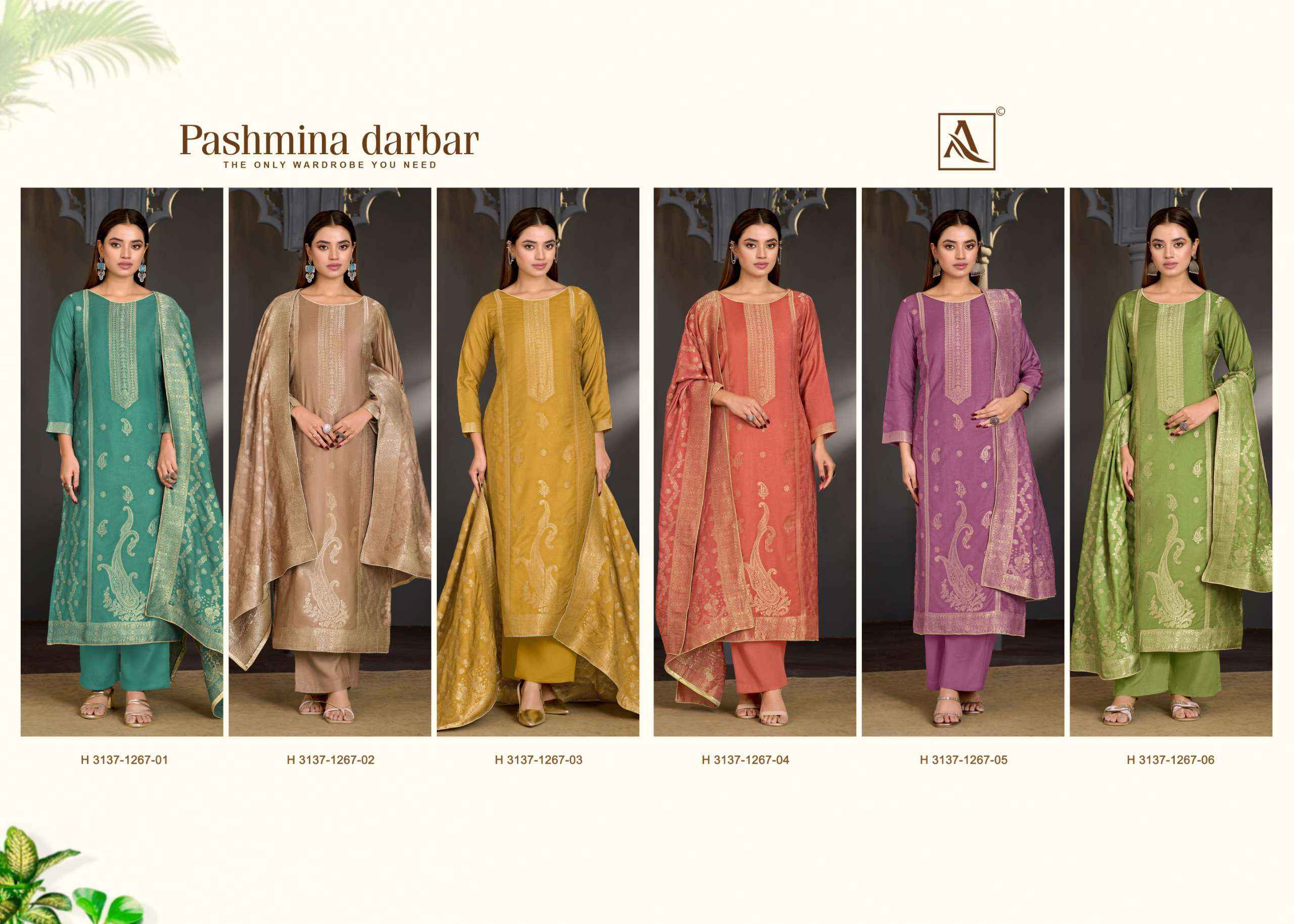 Alok Pashmina Darbar Pashmina Dress Material 6 pcs Catalogue