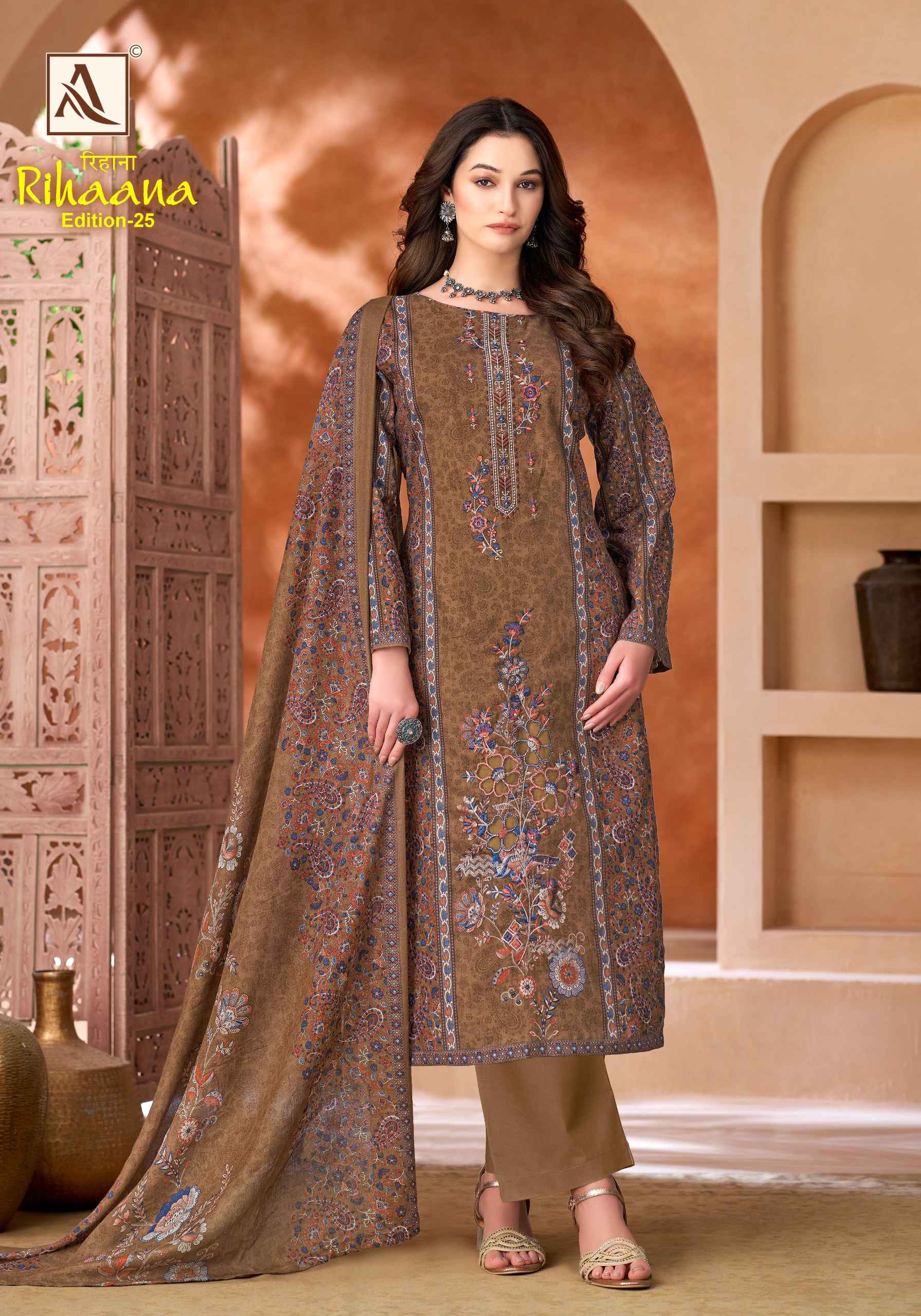 Alok Rihaana Edition 25 Cambric Cotton Dress Material 6 pcs Catalogue
