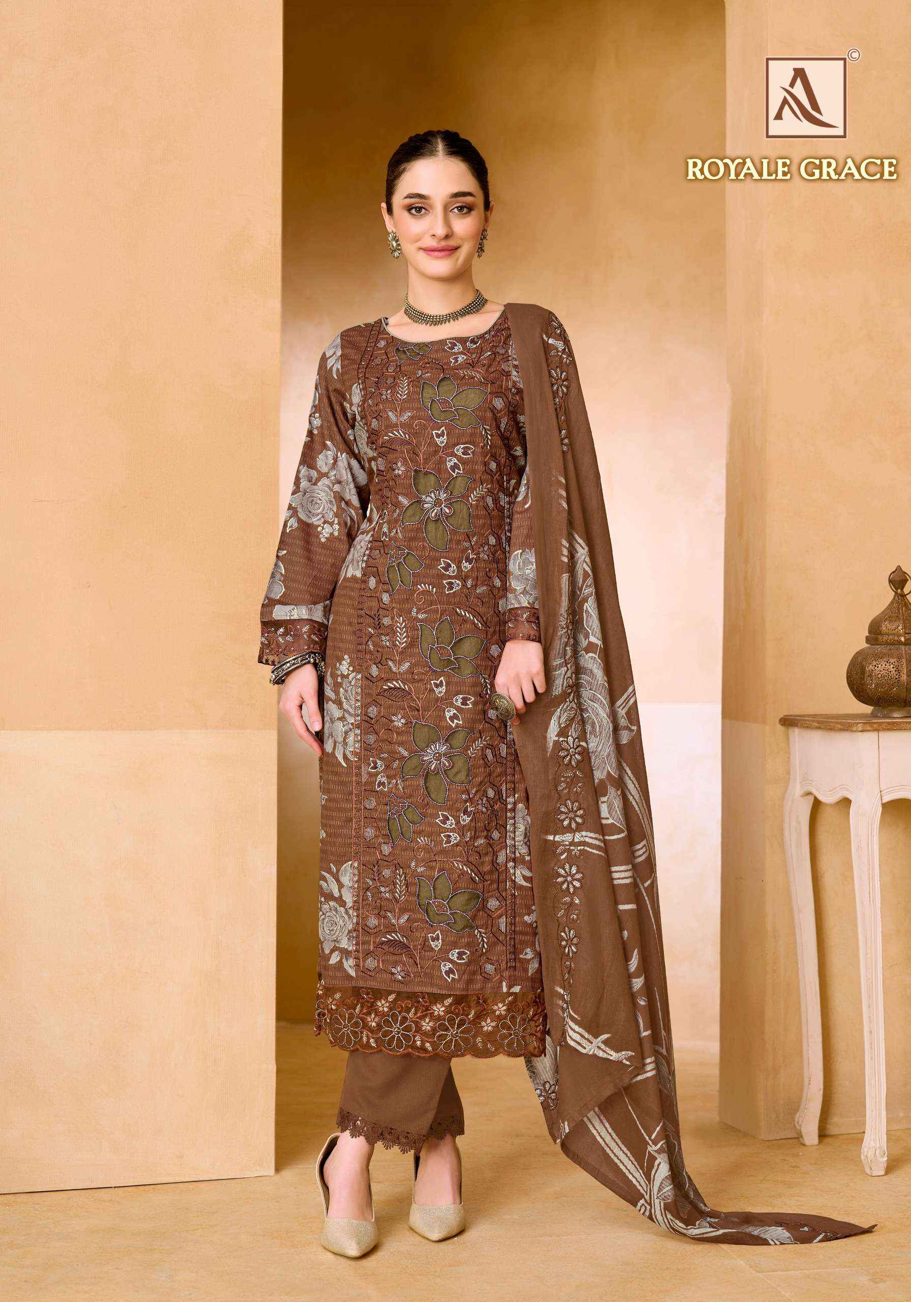 Alok Royale Grace Cambric Cotton Dress Material 6 pcs Catalogue