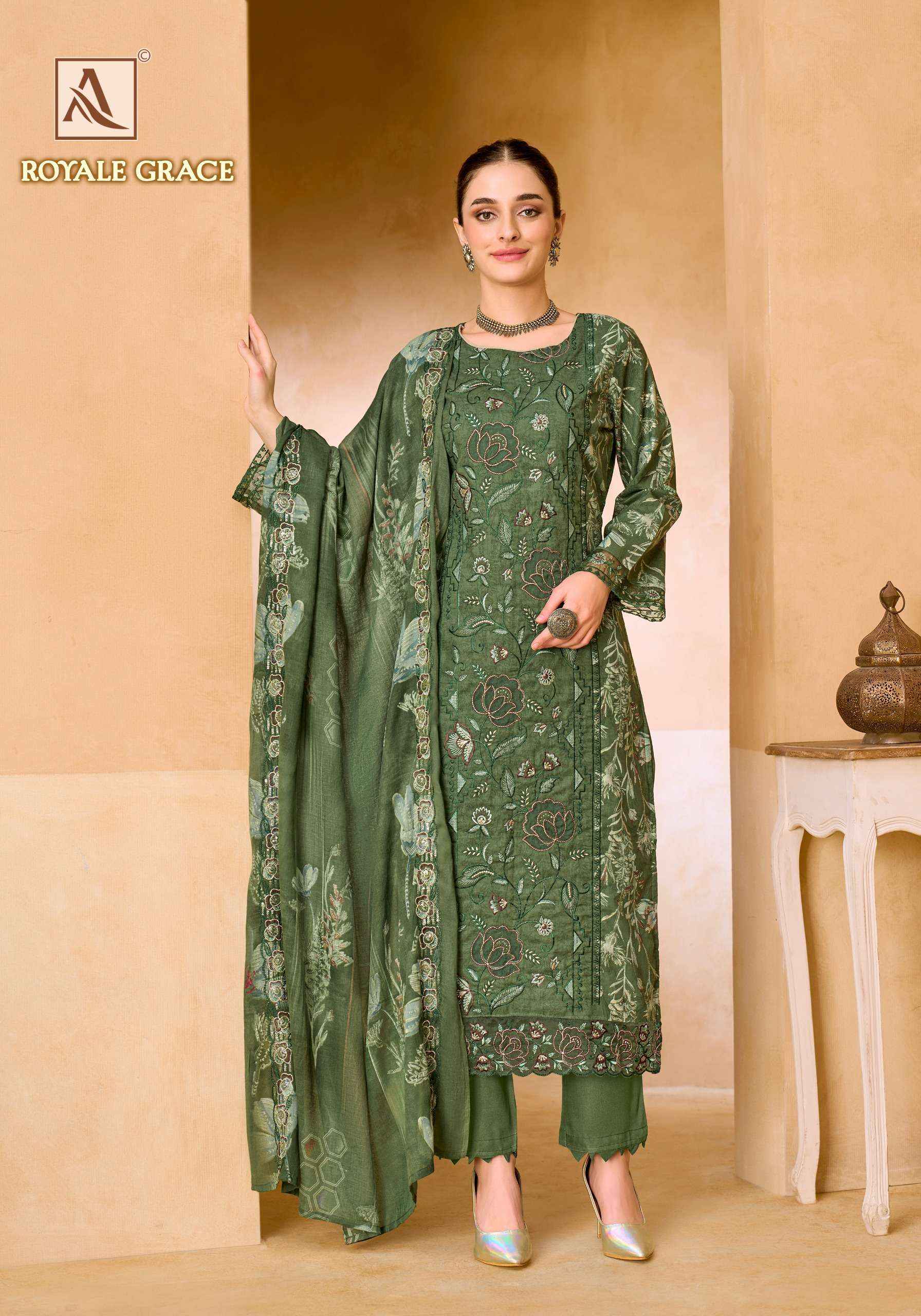 Alok Royale Grace Cambric Cotton Dress Material 6 pcs Catalogue