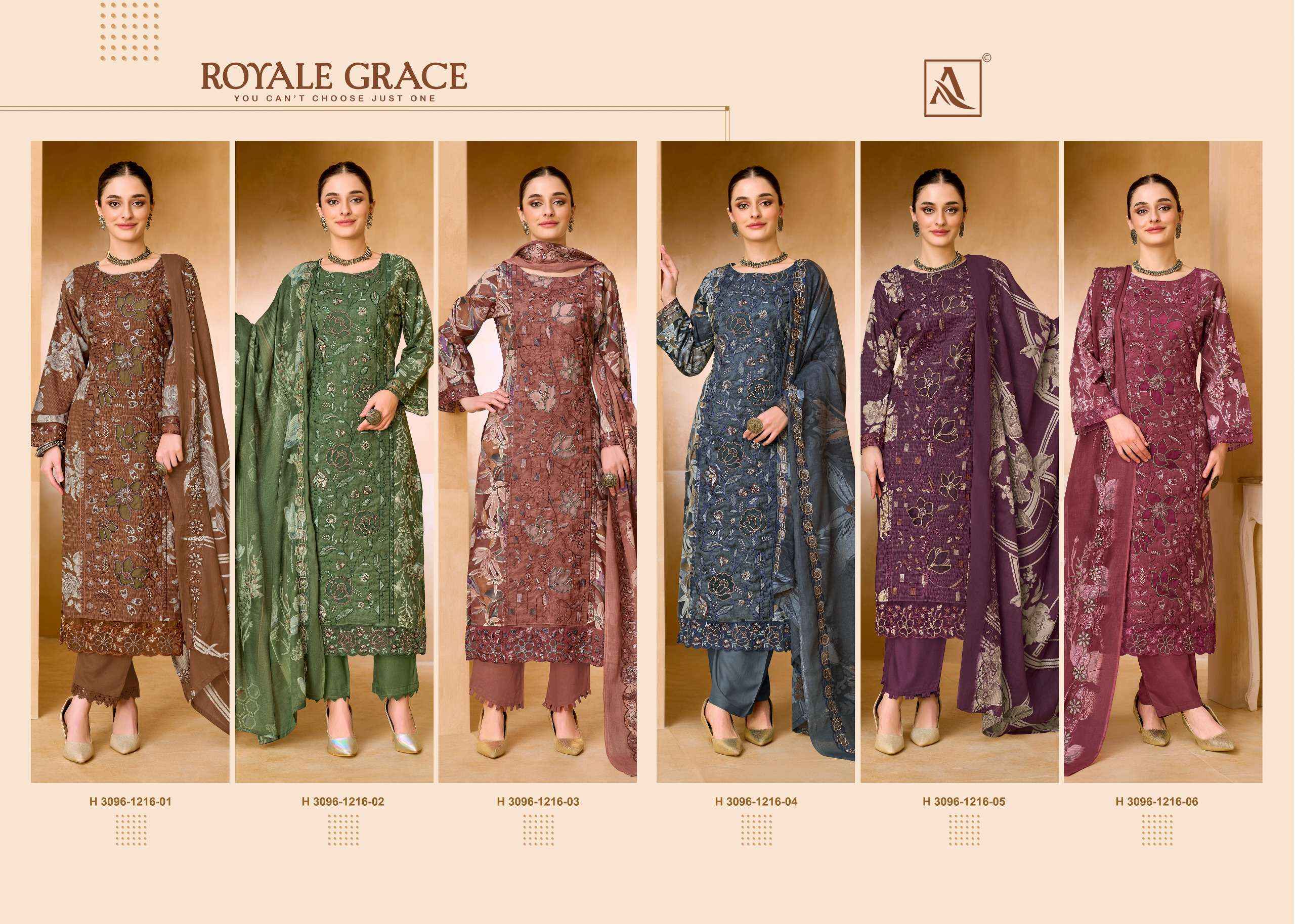 Alok Royale Grace Cambric Cotton Dress Material 6 pcs Catalogue