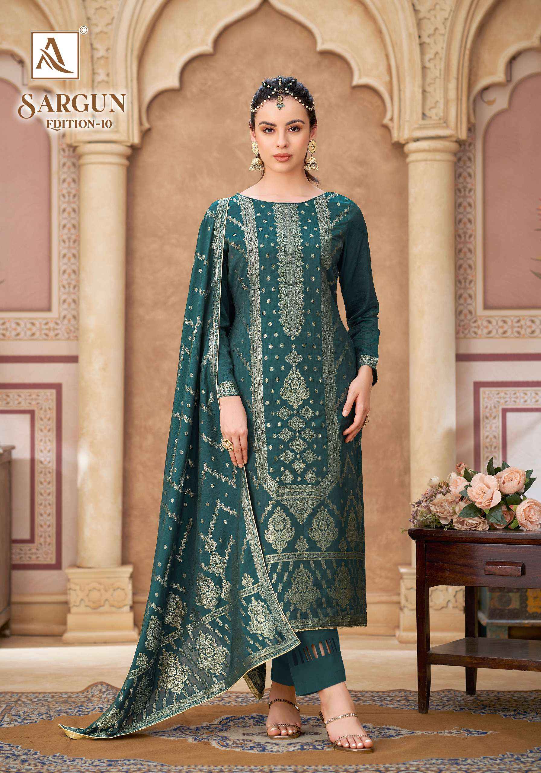 Alok Sargun Edition 10 Viscose Jacqurad Dress Material 6 pcs Catalogue