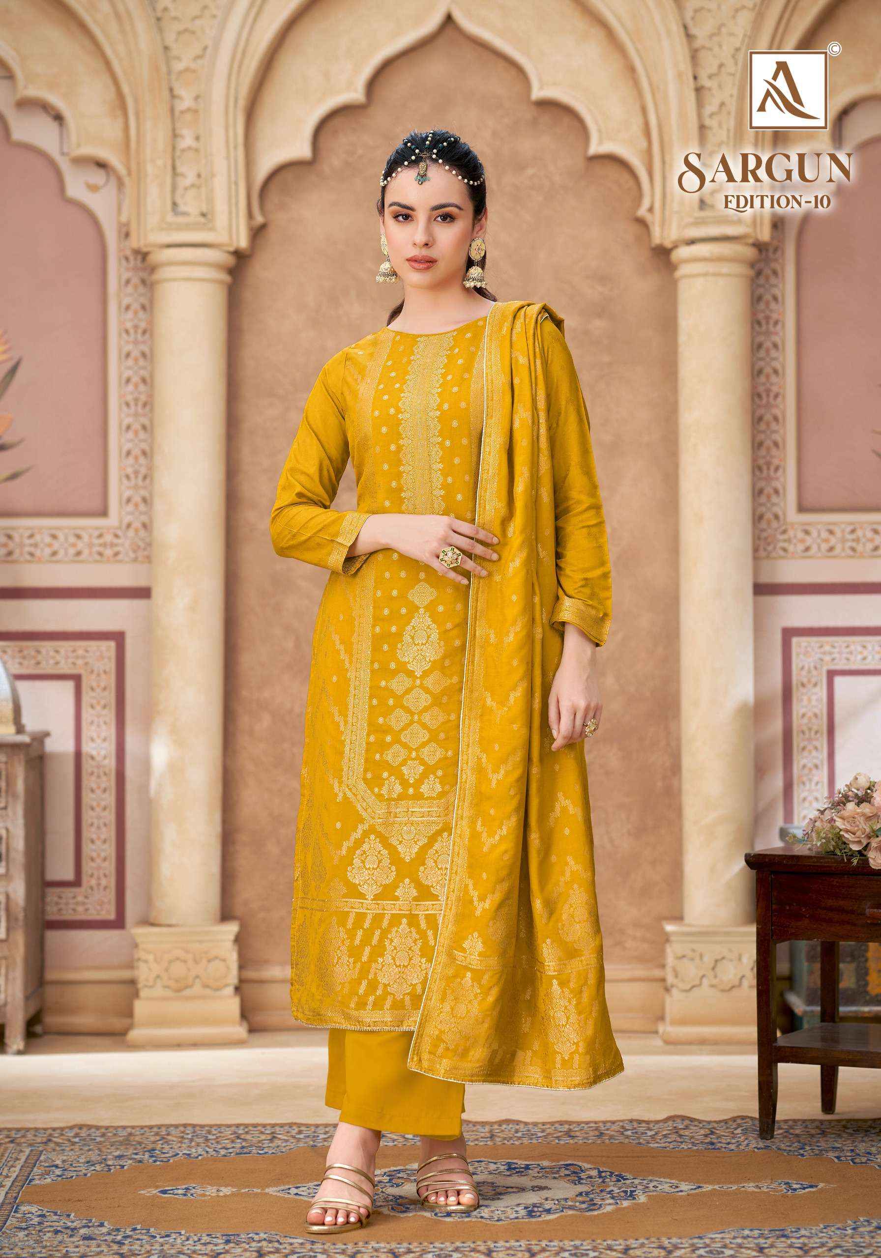 Alok Sargun Edition 10 Viscose Jacqurad Dress Material 6 pcs Catalogue