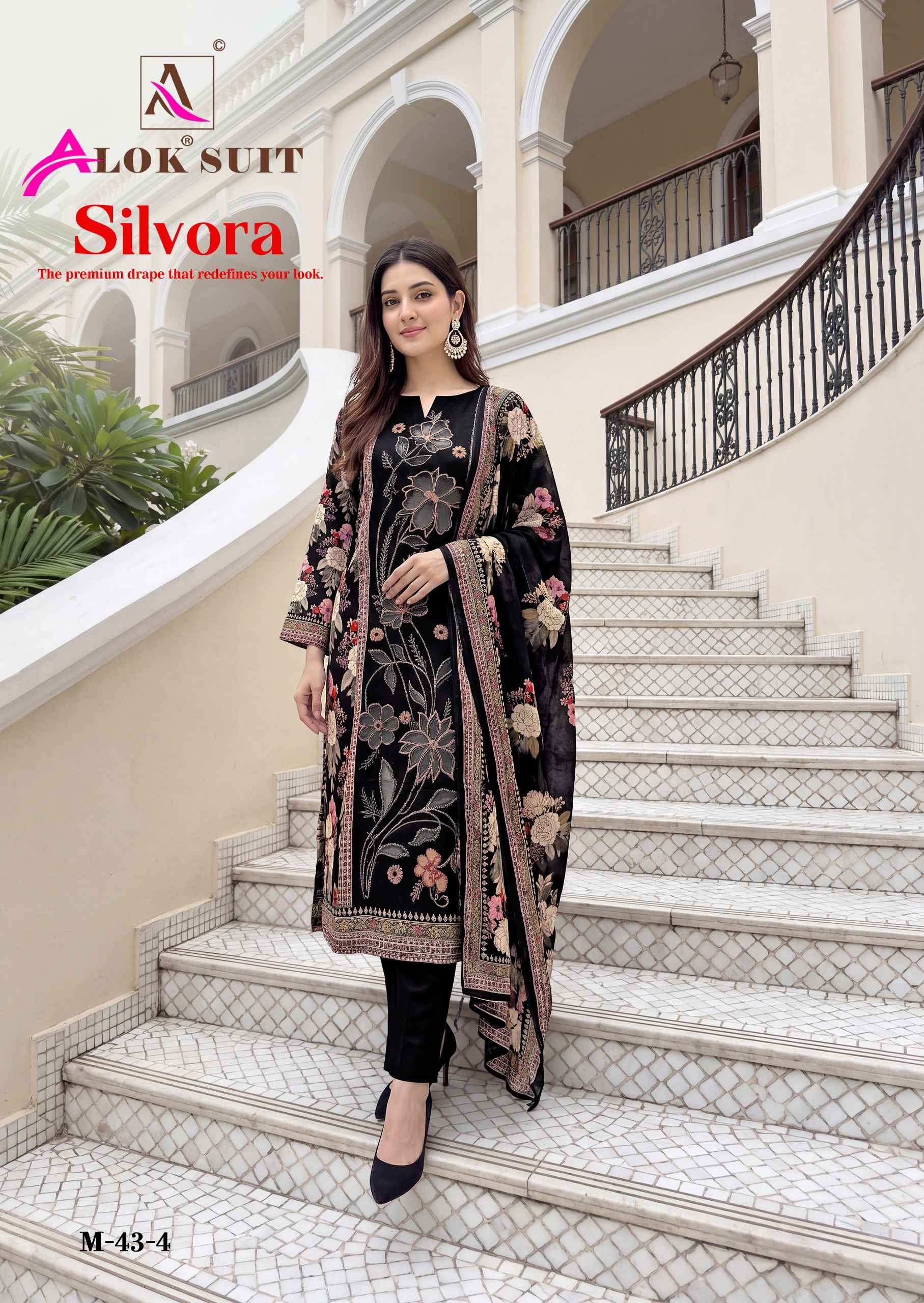 Alok Silvora Viscose Maslin Dress Material 4 pcs Catalogue
