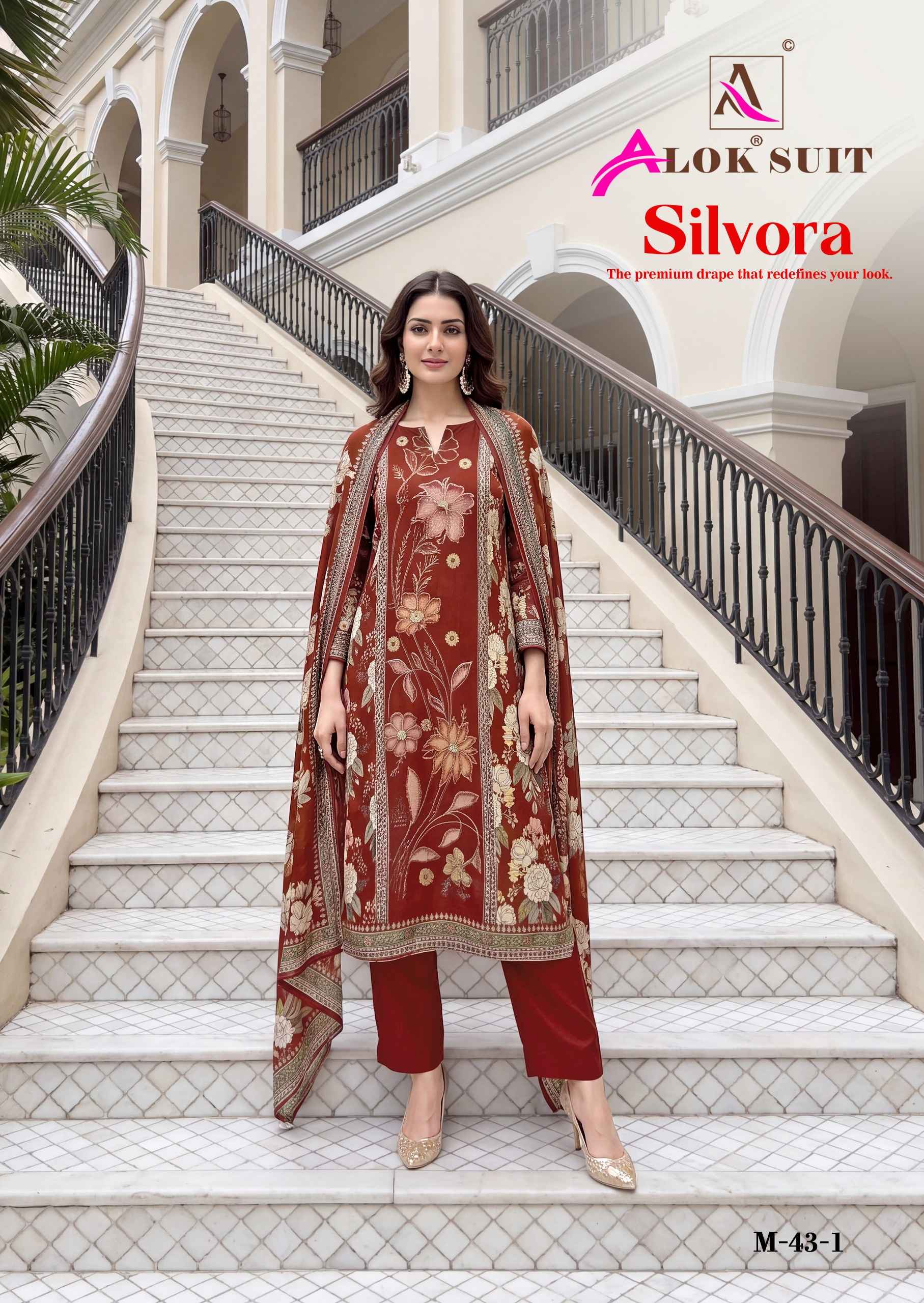 Alok Silvora Viscose Maslin Dress Material 4 pcs Catalogue