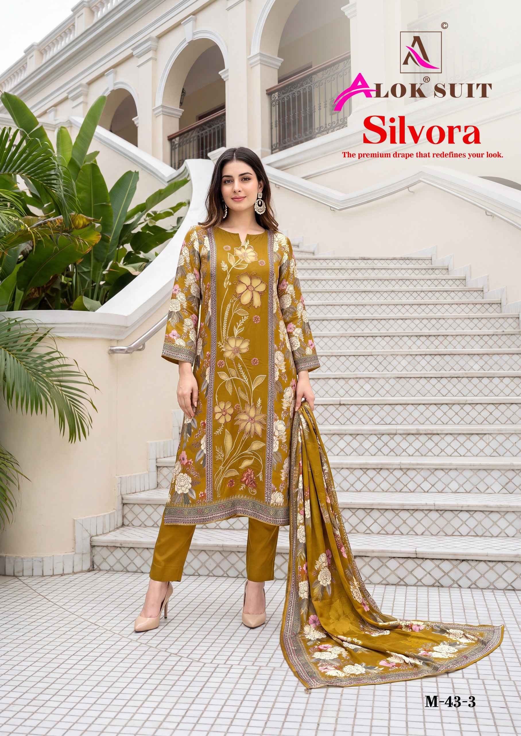 Alok Silvora Viscose Maslin Dress Material 4 pcs Catalogue