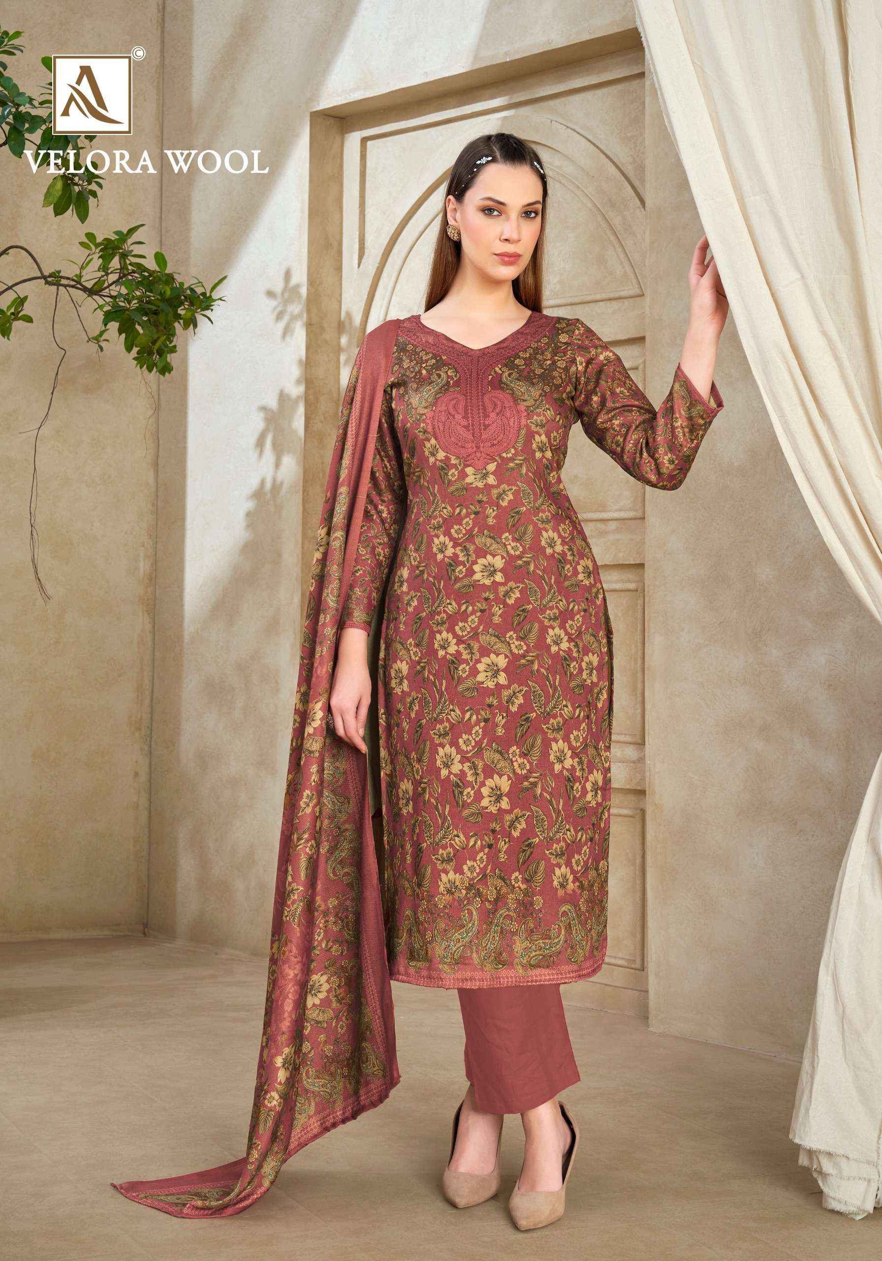 Alok Velora Wool Pashmina Dress Material 6 pcs Catalogue