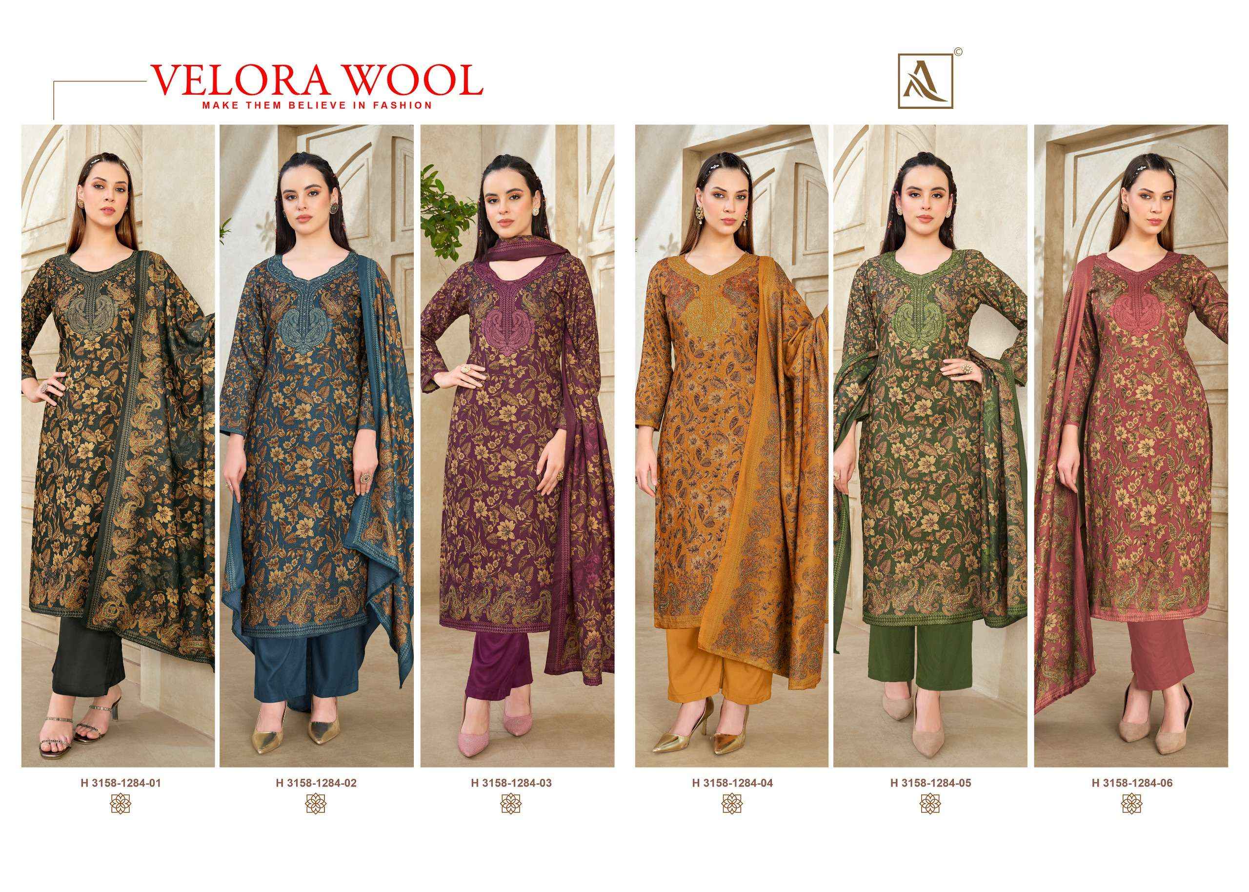 Alok Velora Wool Pashmina Dress Material 6 pcs Catalogue