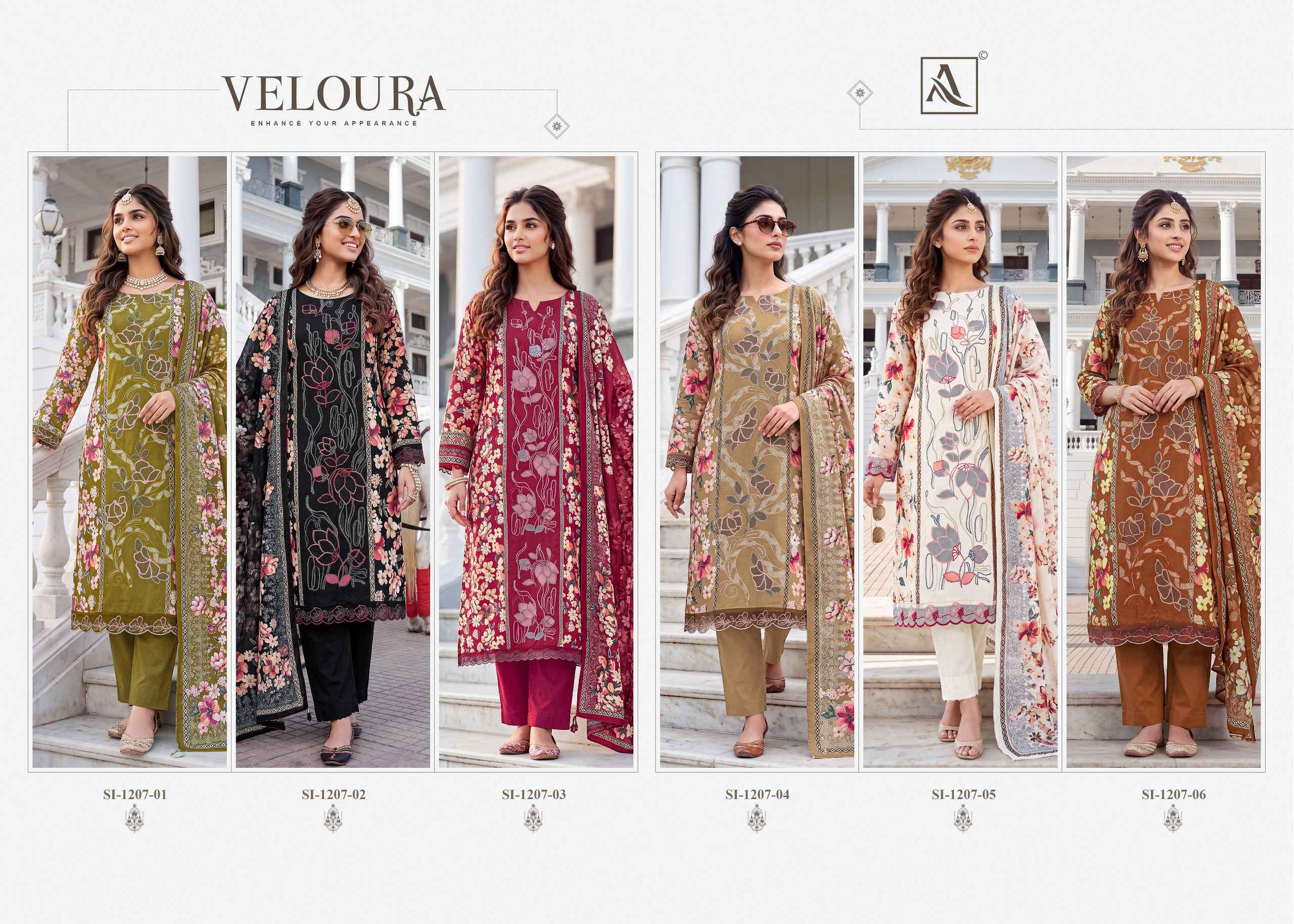Alok Veloura Viscose Maslin Dress Material 6 pcs Catalogue