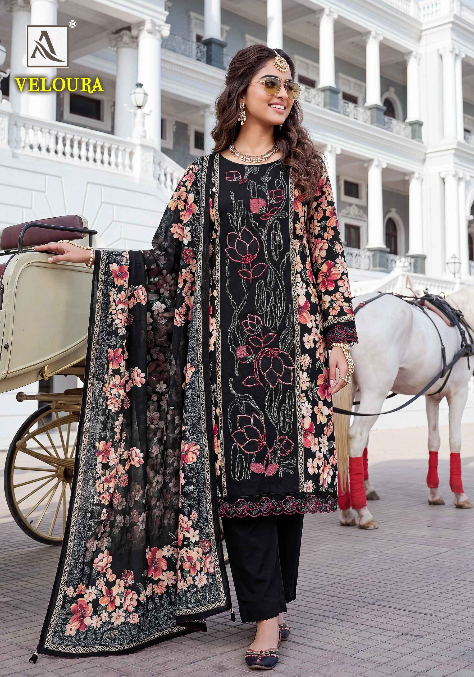 Alok Veloura Viscose Maslin Dress Material 6 pcs Catalogue