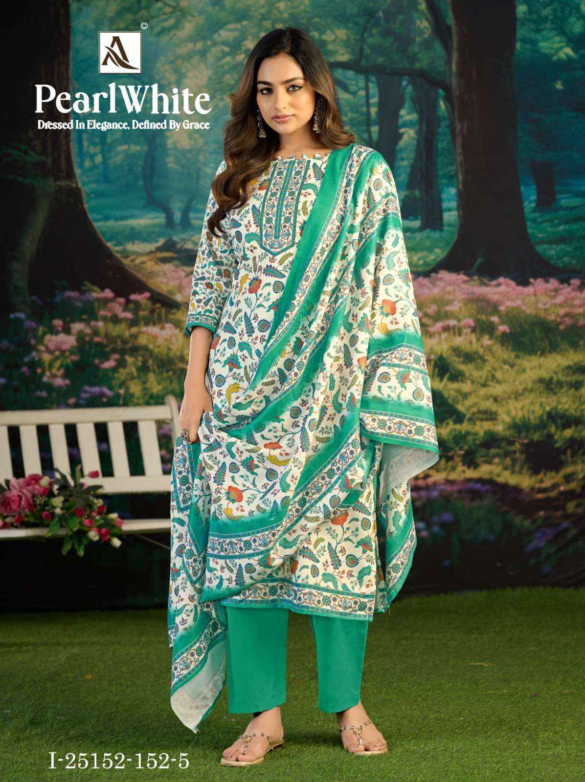 Alok White Pearl Pashmina Dress Material 6 pcs Catalogue