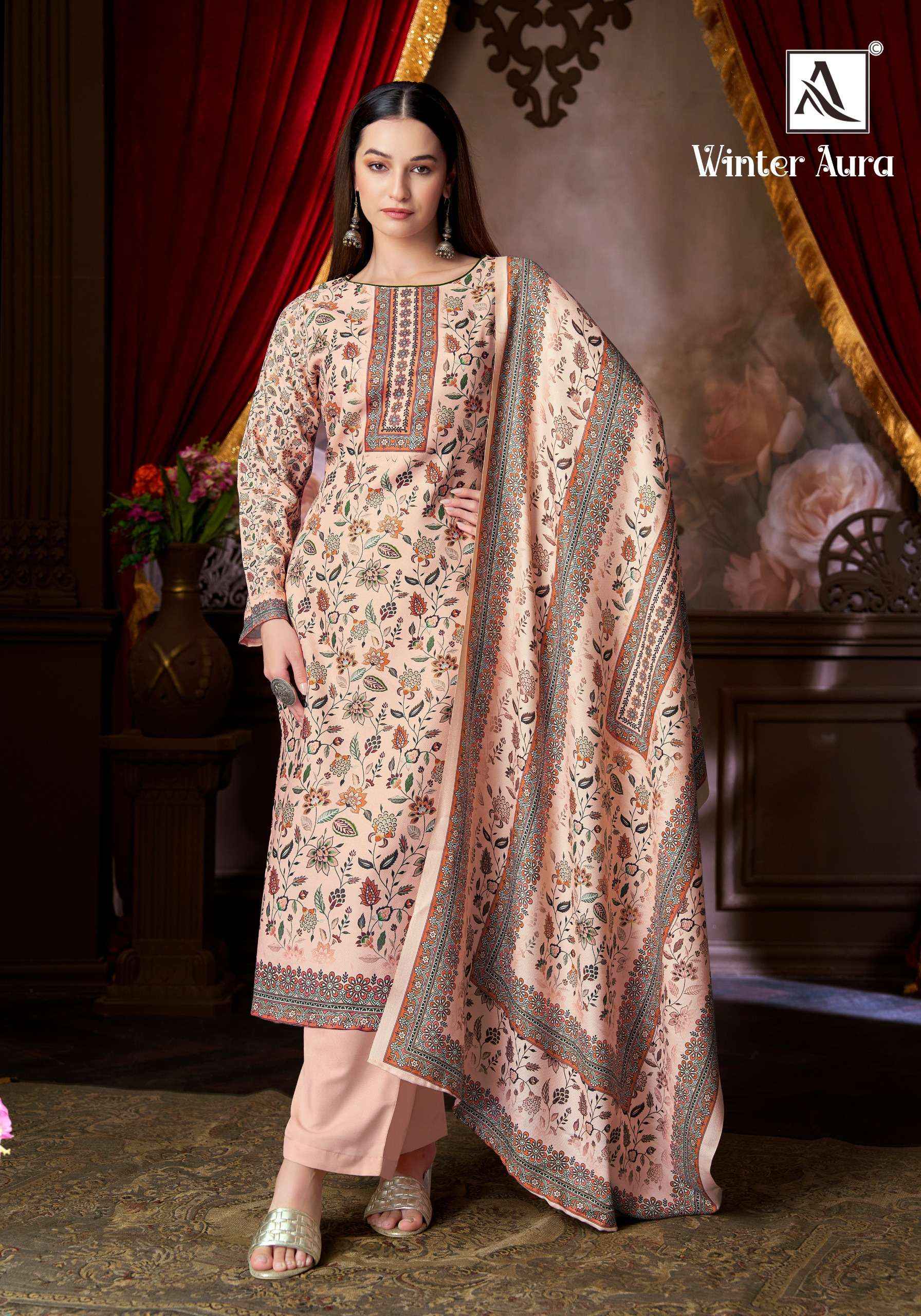 Alok Winter Aura Pashmina Dress Material 6 pcs Catalogue