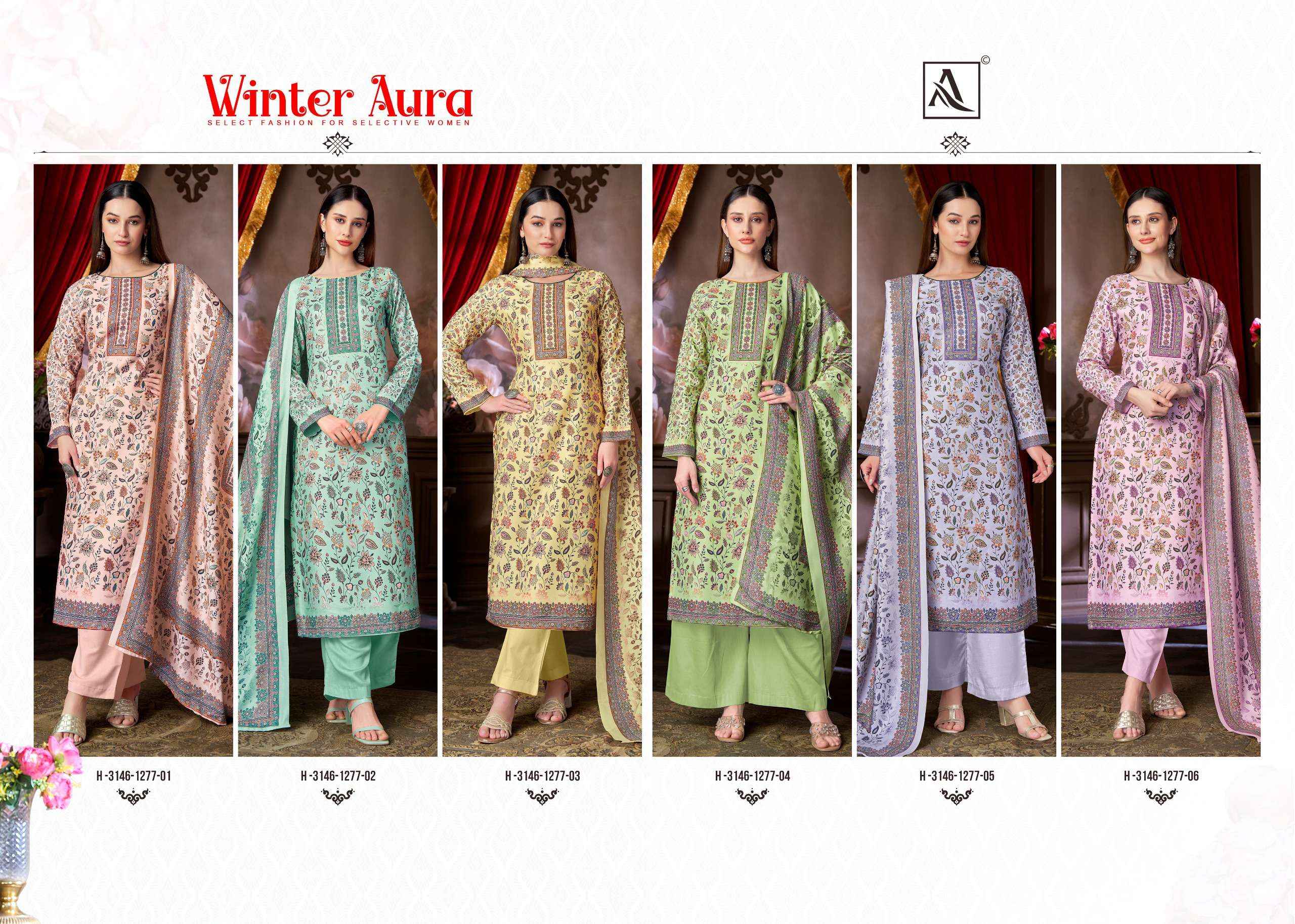 Alok Winter Aura Pashmina Dress Material 6 pcs Catalogue