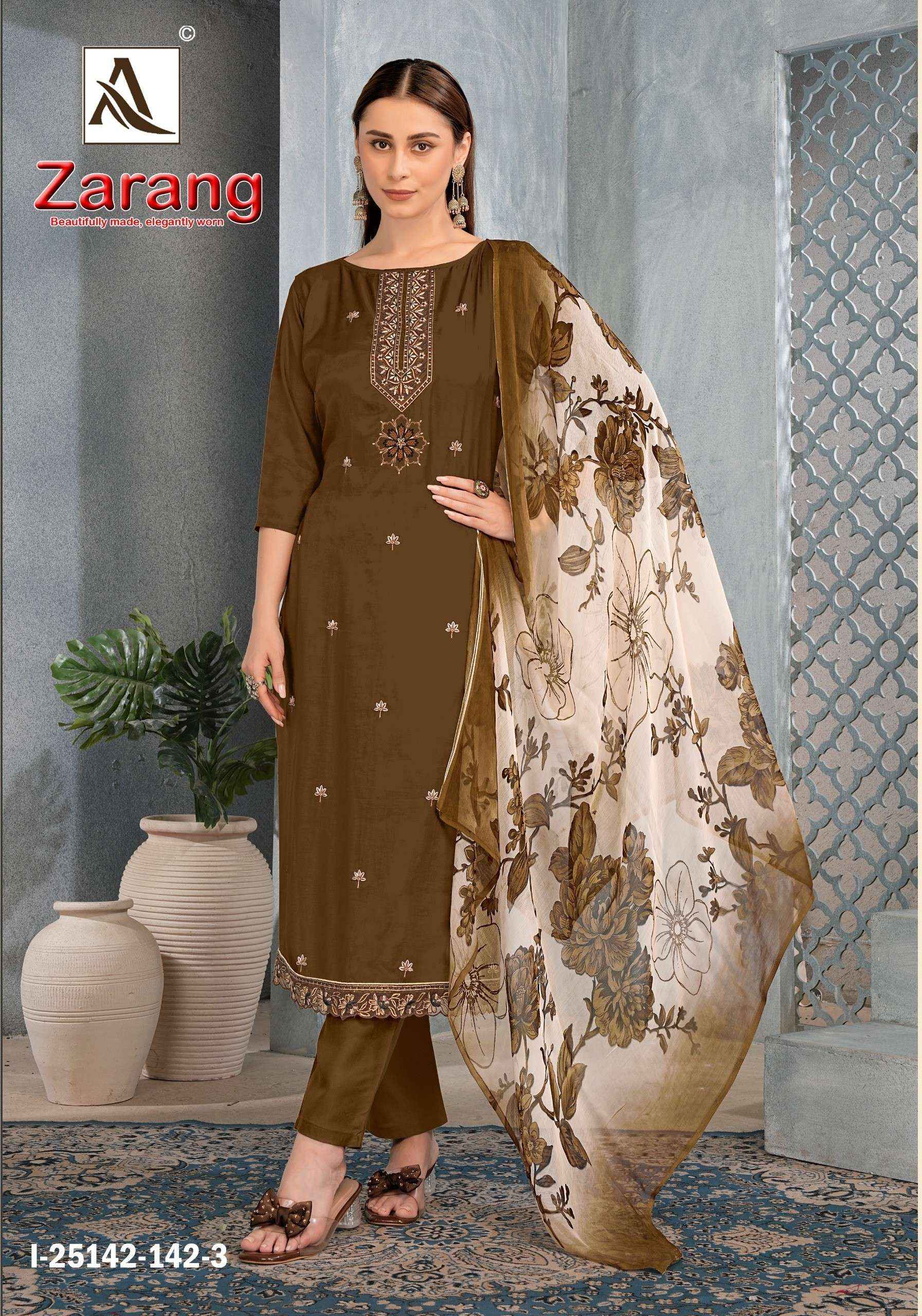 Alok Zarang Viscose Muslin Dress Material 4 pcs Catalogue