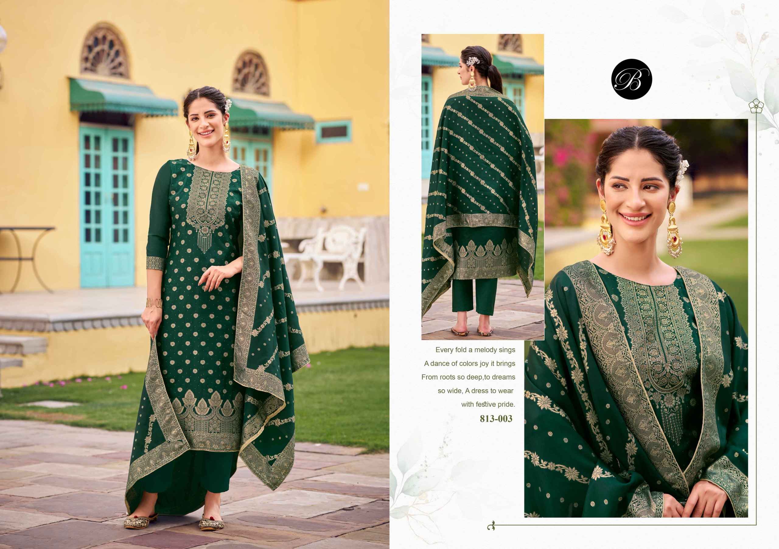 Belliza Zavira Viscose Dola Silk Dress Material 6 pcs Catalogue