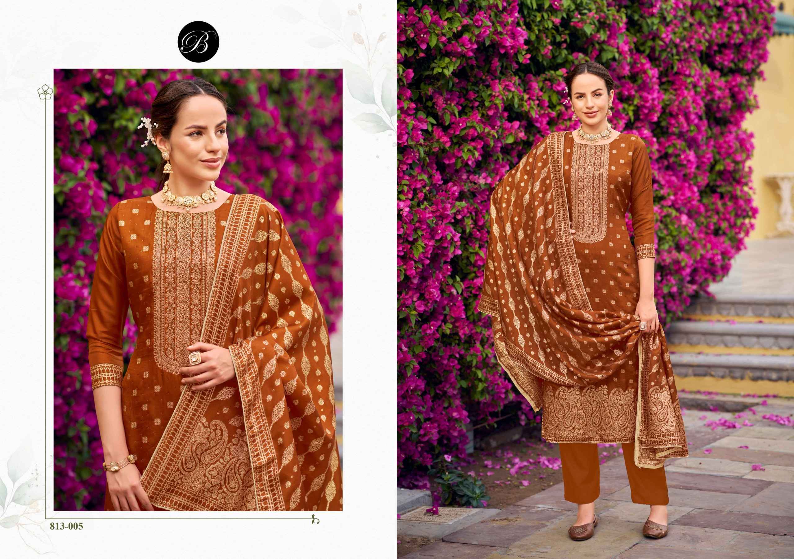 Belliza Zavira Viscose Dola Silk Dress Material 6 pcs Catalogue