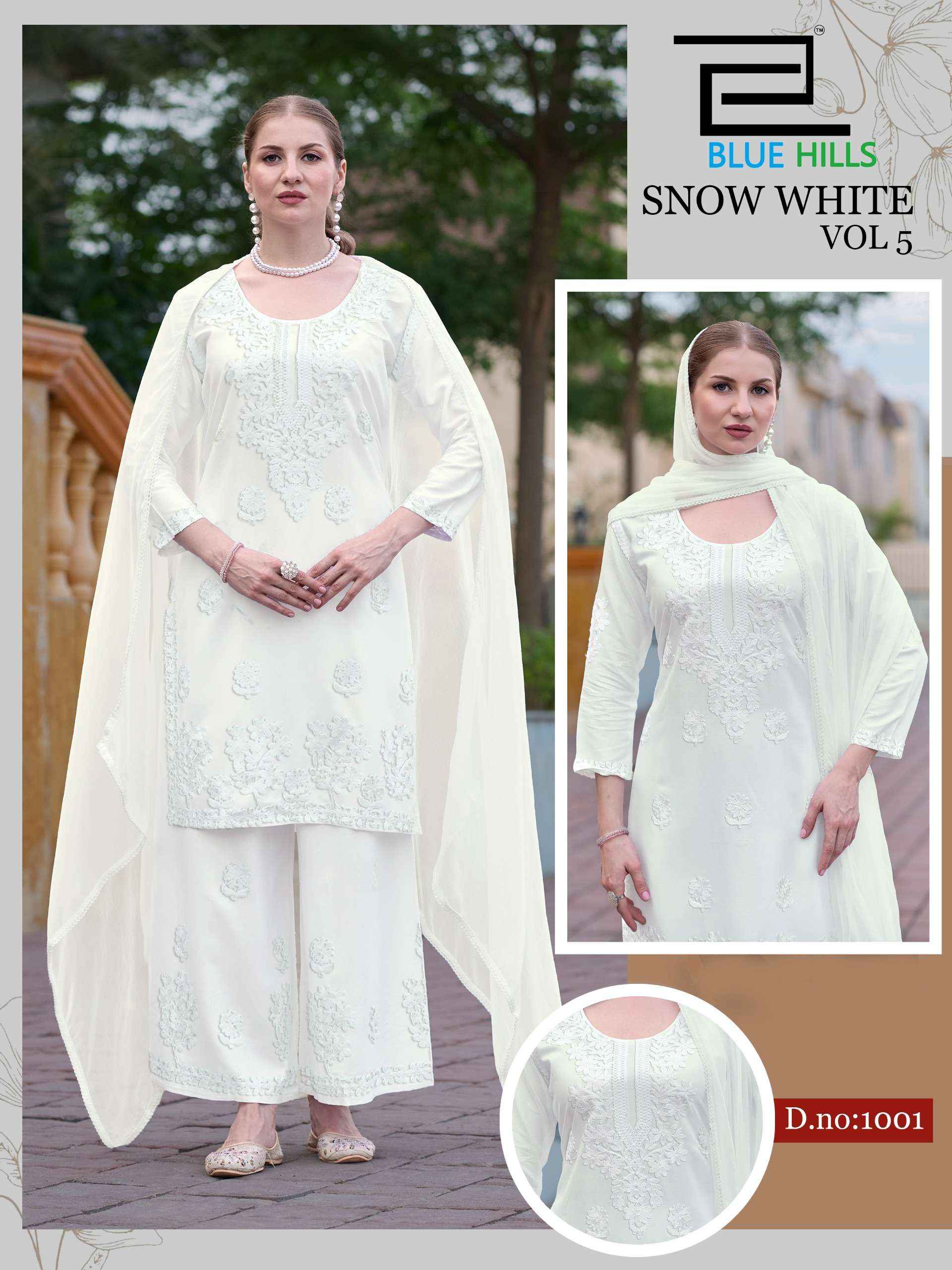 Blue Hills Snow White Vol 5 Rayon Kurti Combo 4 pcs Catalogue