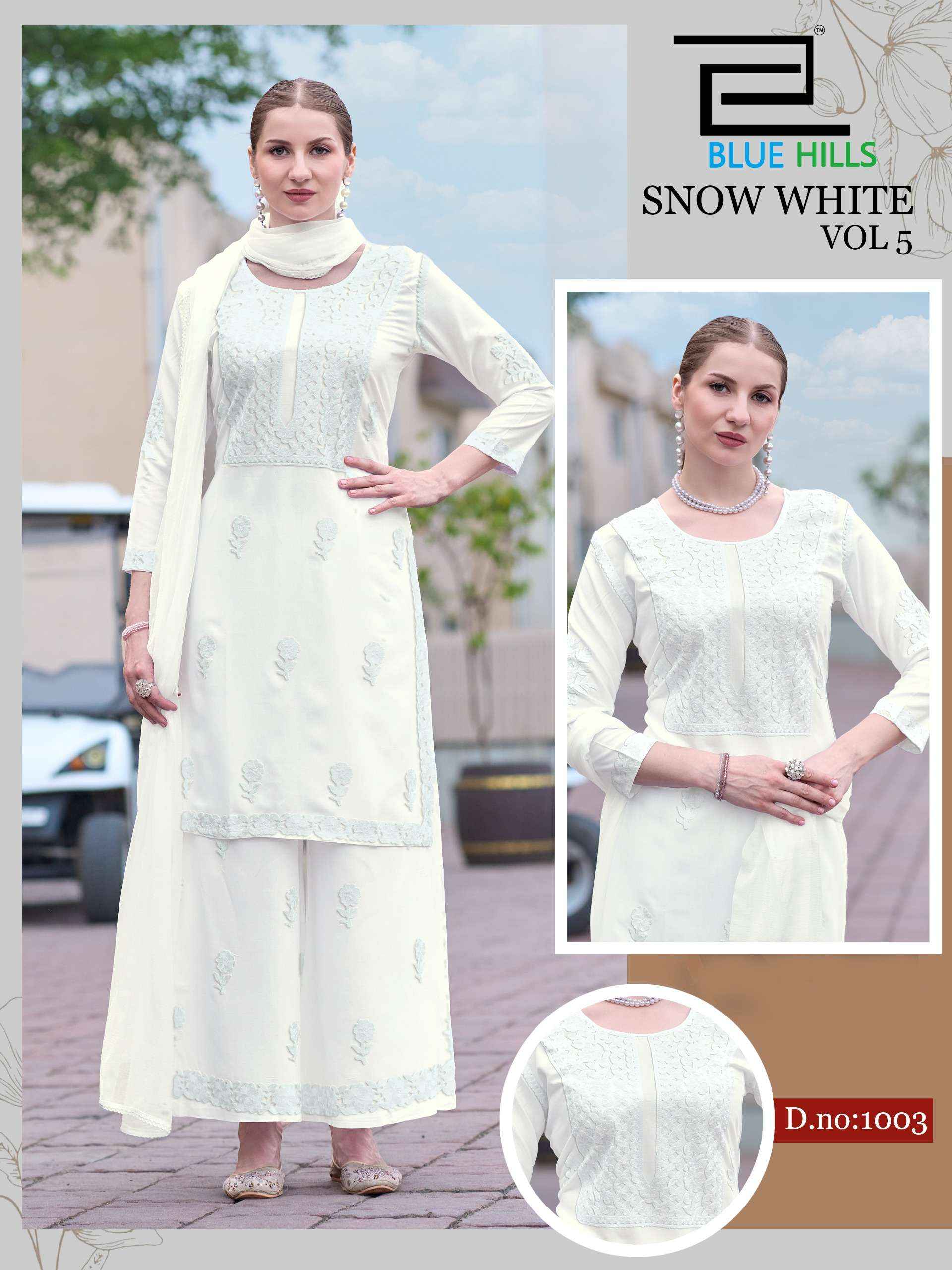 Blue Hills Snow White Vol 5 Rayon Kurti Combo 4 pcs Catalogue