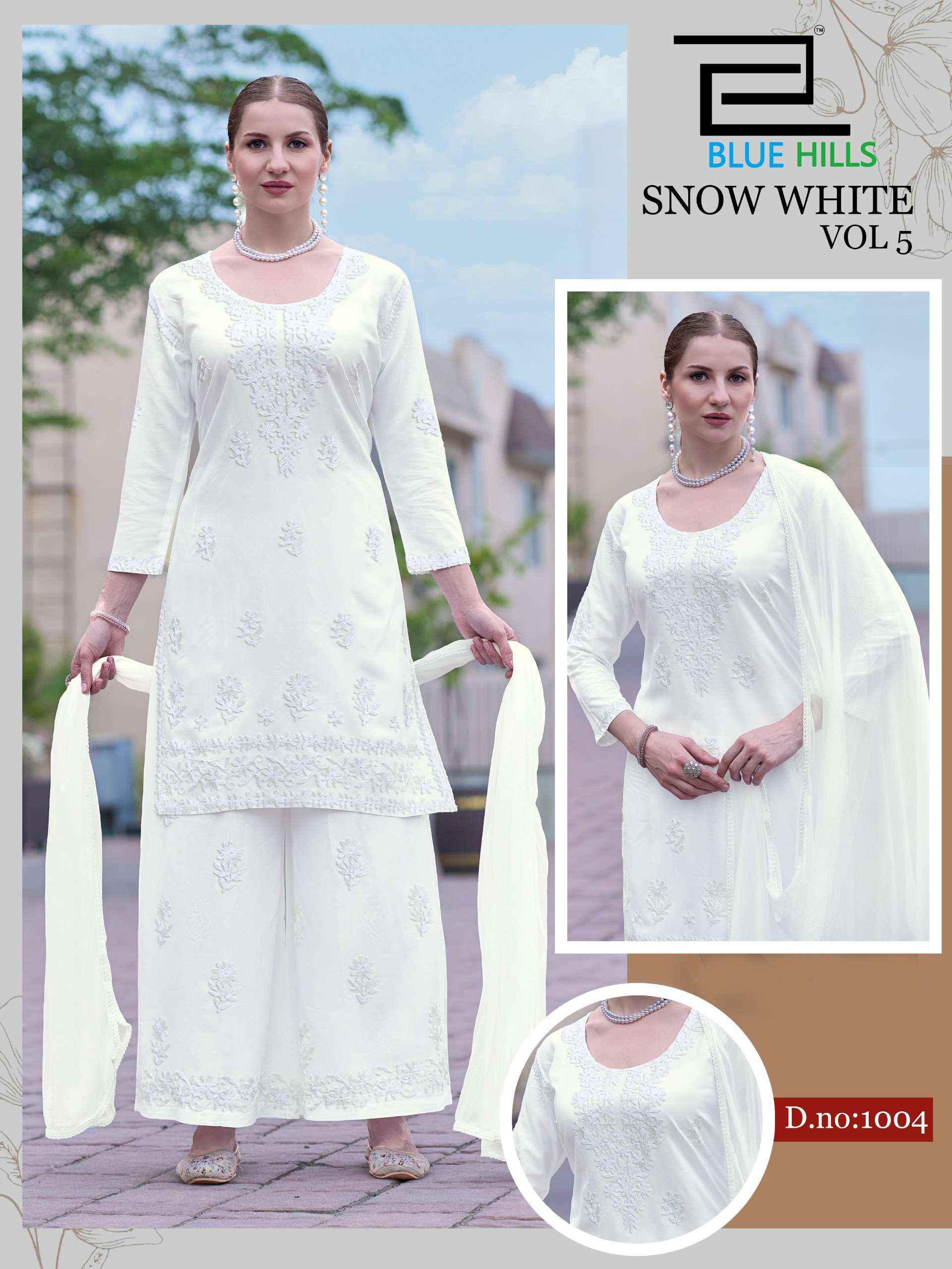Blue Hills Snow White Vol 5 Rayon Kurti Combo 4 pcs Catalogue