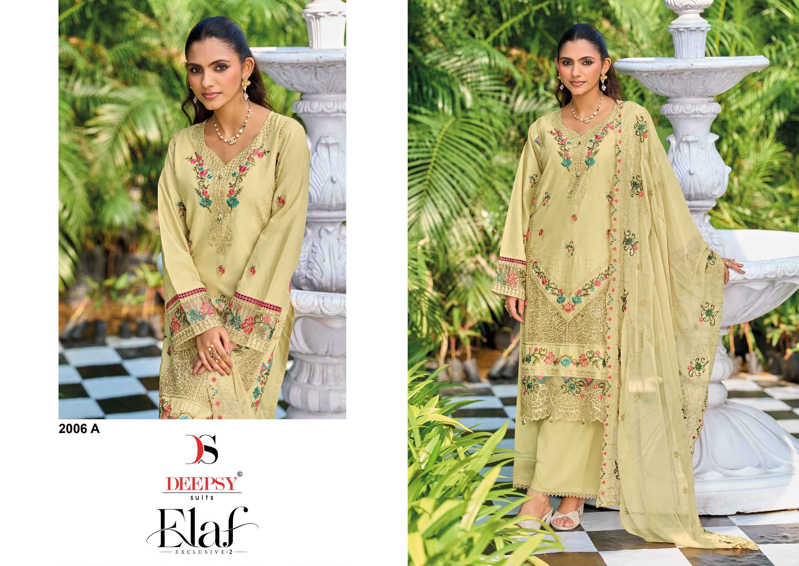 Deepsy Elaf Exclusive Vol 2 D No 2006 Lawn Cotton Dress Material 4 pcs Catalogue