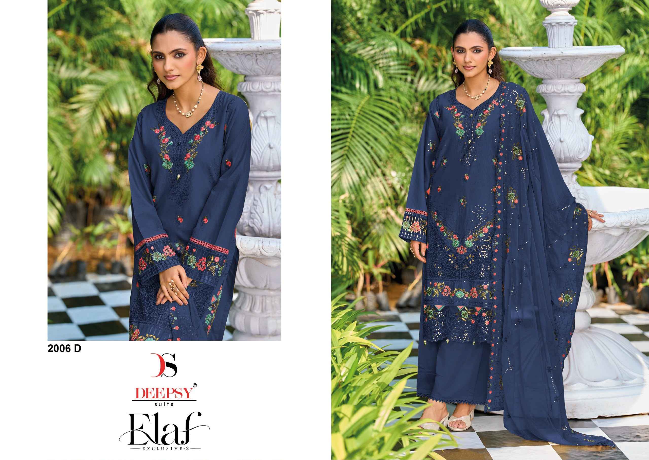 Deepsy Elaf Exclusive Vol 2 D No 2006 Lawn Cotton Dress Material 4 pcs Catalogue