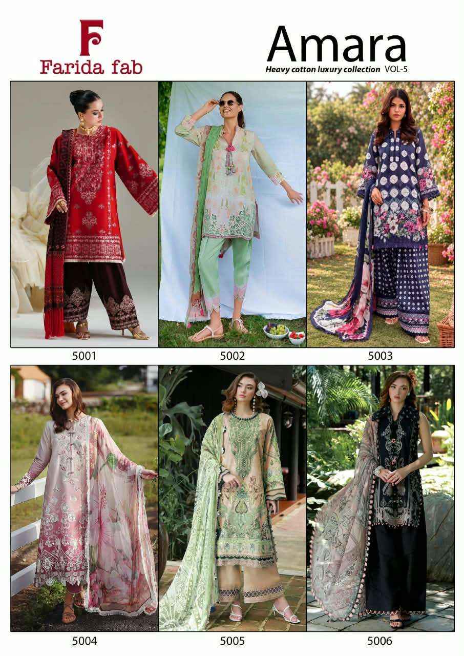 Farida Fab Amara Vol 5 Cotton Dress Material 6 pcs Catalogue