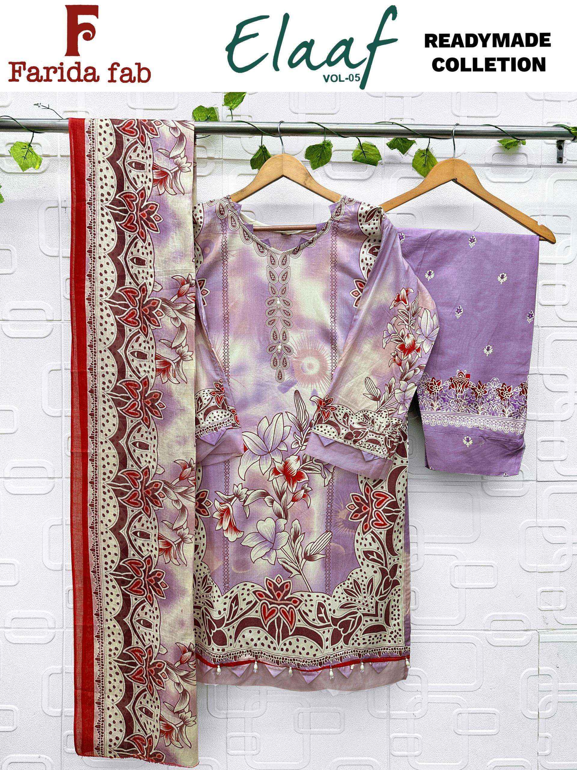 Farida Fab Elaaf Vol 5 Readymade Cotton Dress 6 pcs Catalogue