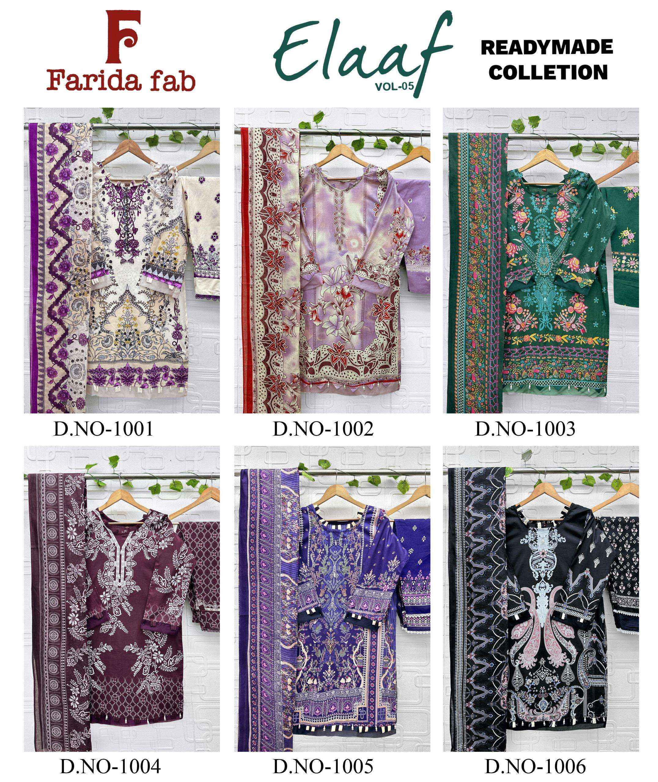 Farida Fab Elaaf Vol 5 Readymade Cotton Dress 6 pcs Catalogue