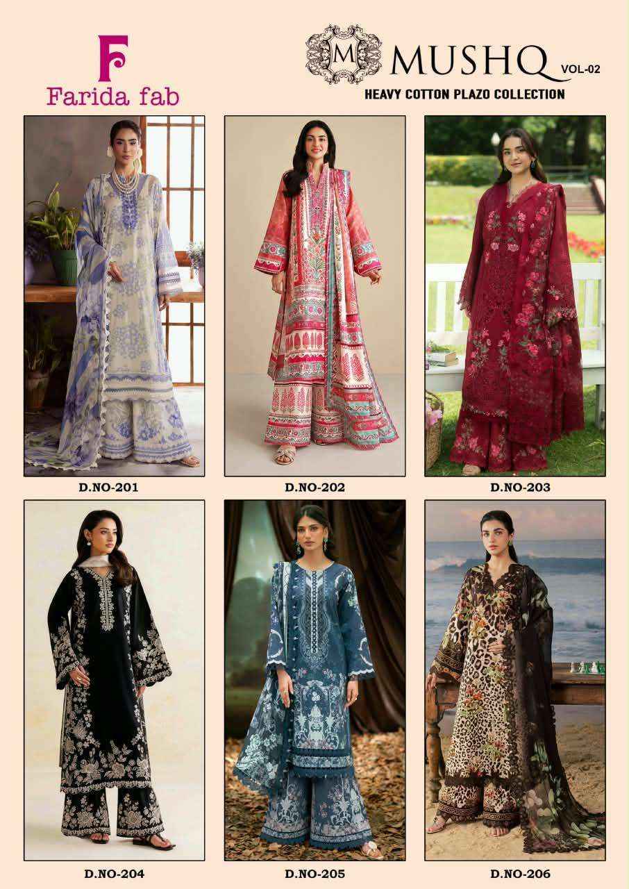 Farida Fab Mushq Vol 2 Cotton Dress Material 6 pcs Catalogue