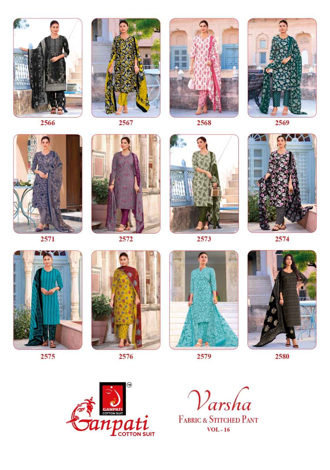 Ganpati Varsha Vol 16 Cotton Dress Material 12 pcs Catalogue