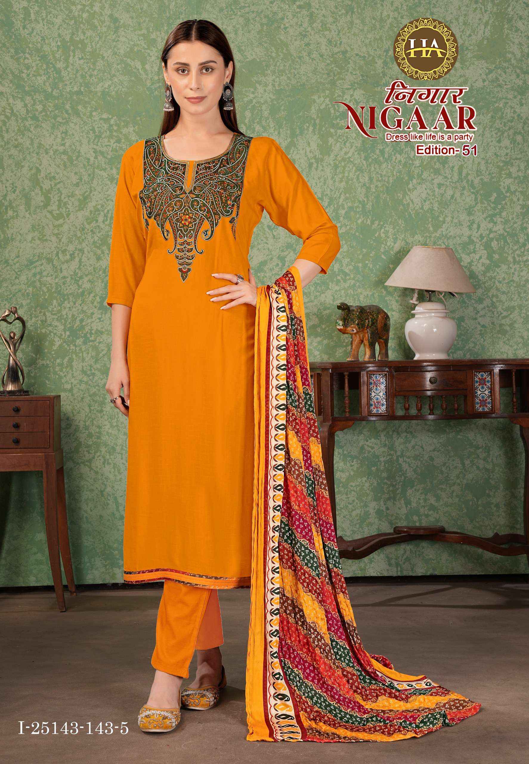 Harshit Fashion Nigaar Edition 51 Rayon Dress Material 8 pcs Catalogue