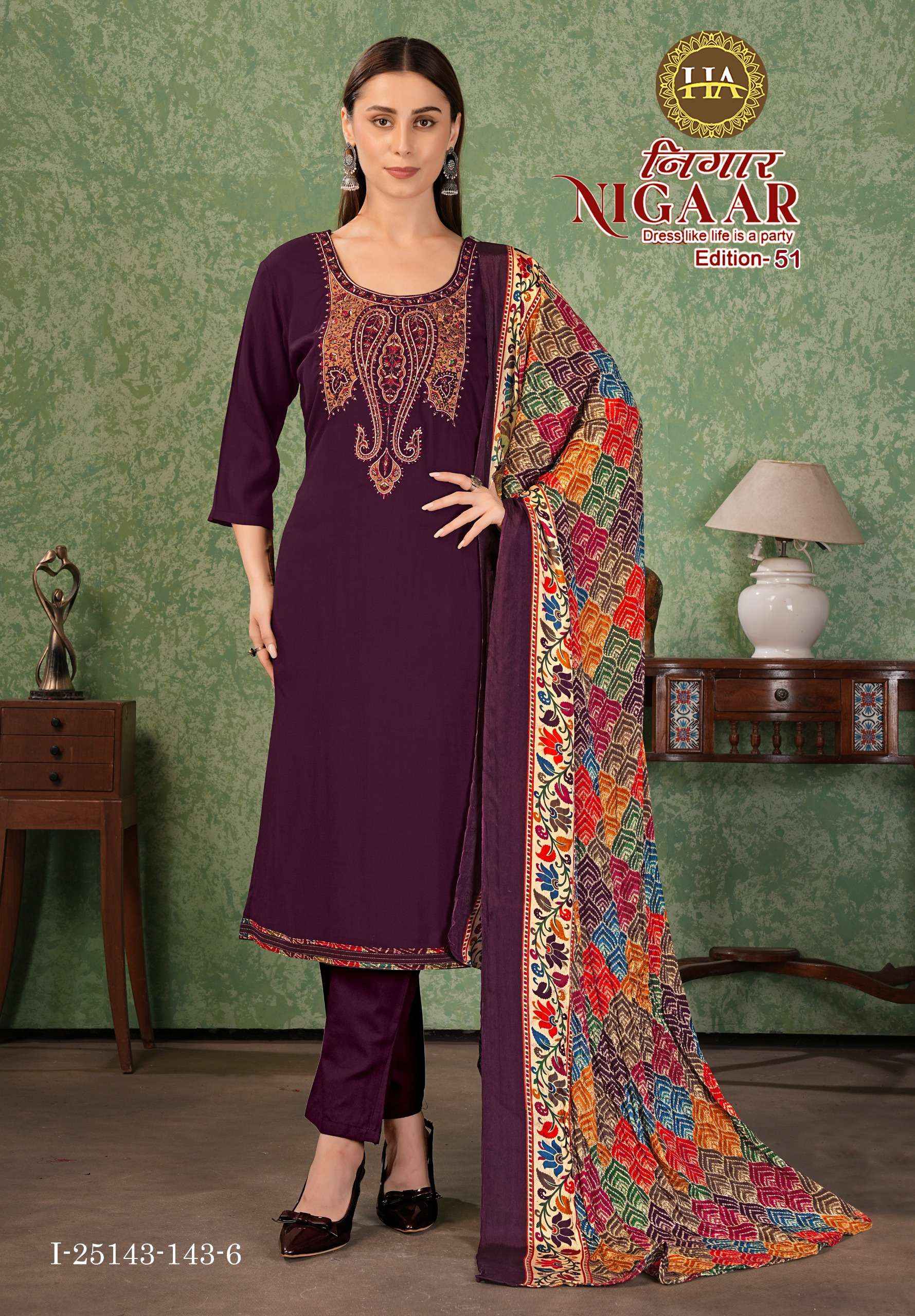Harshit Fashion Nigaar Edition 51 Rayon Dress Material 8 pcs Catalogue