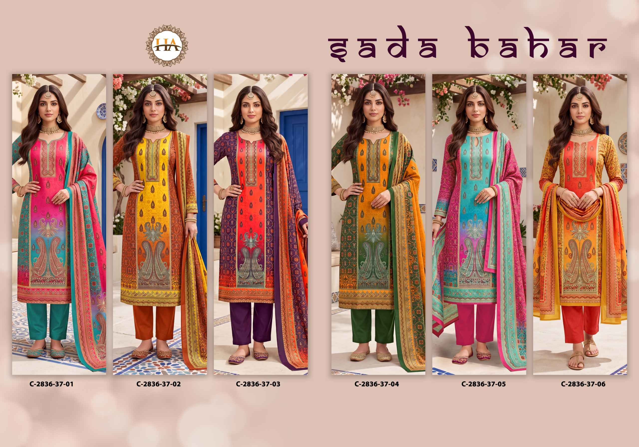 Harshit Fashion Sada Bahaar Pashmina Dress Material 6 pcs Catalogue