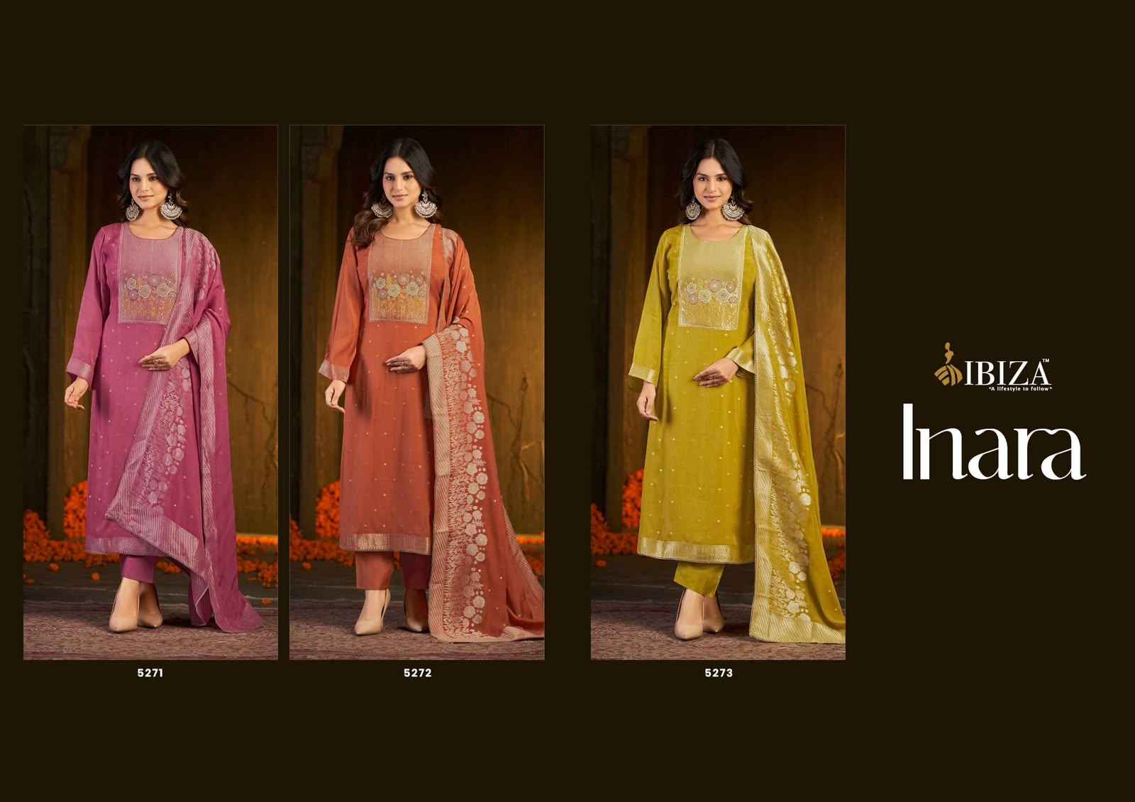 Ibiza Inara Banarasi Silk Jacquard Dress Material 3 pcs Catalogue