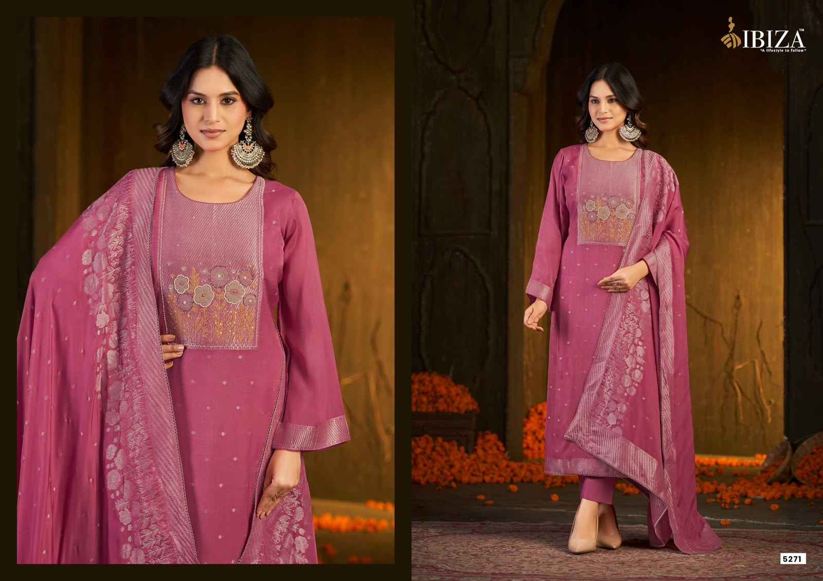 Ibiza Inara Banarasi Silk Jacquard Dress Material 3 pcs Catalogue