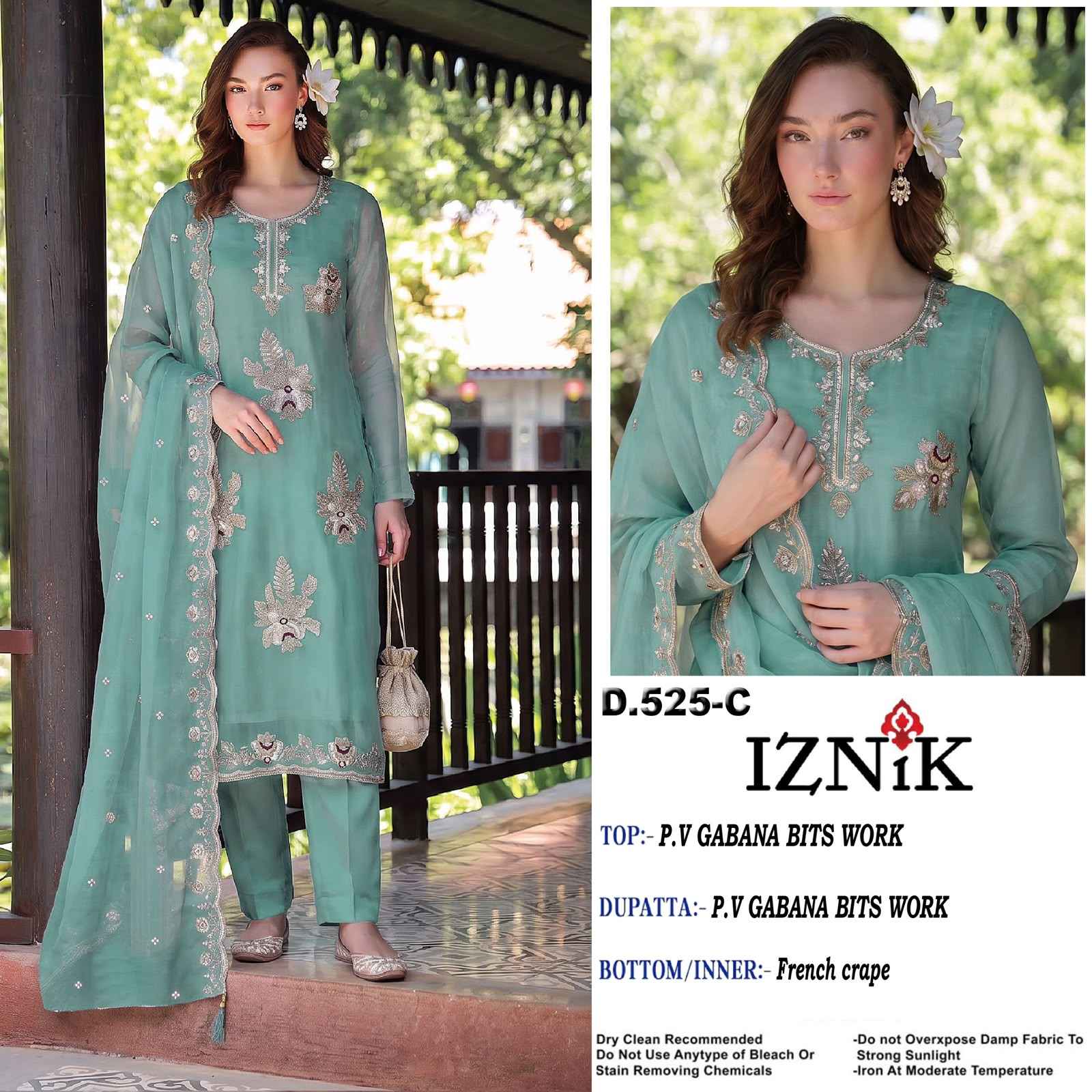 Iznik Fab D No 525 Gabana Silk Dress Material 4 pcs Catalogue
