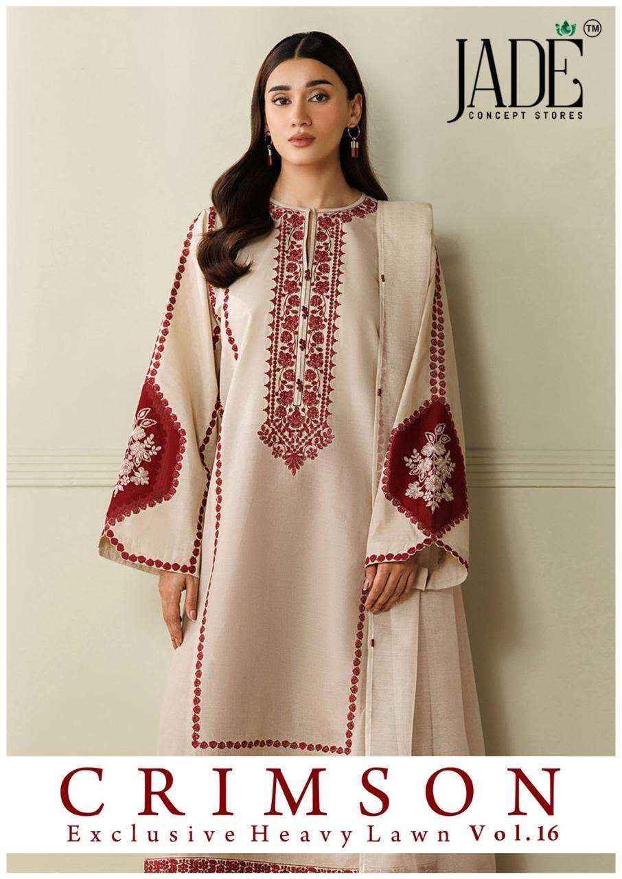 Jade Crimson Vol 16 Readymade Lawn Cotton Dress 6 pc Cataloge