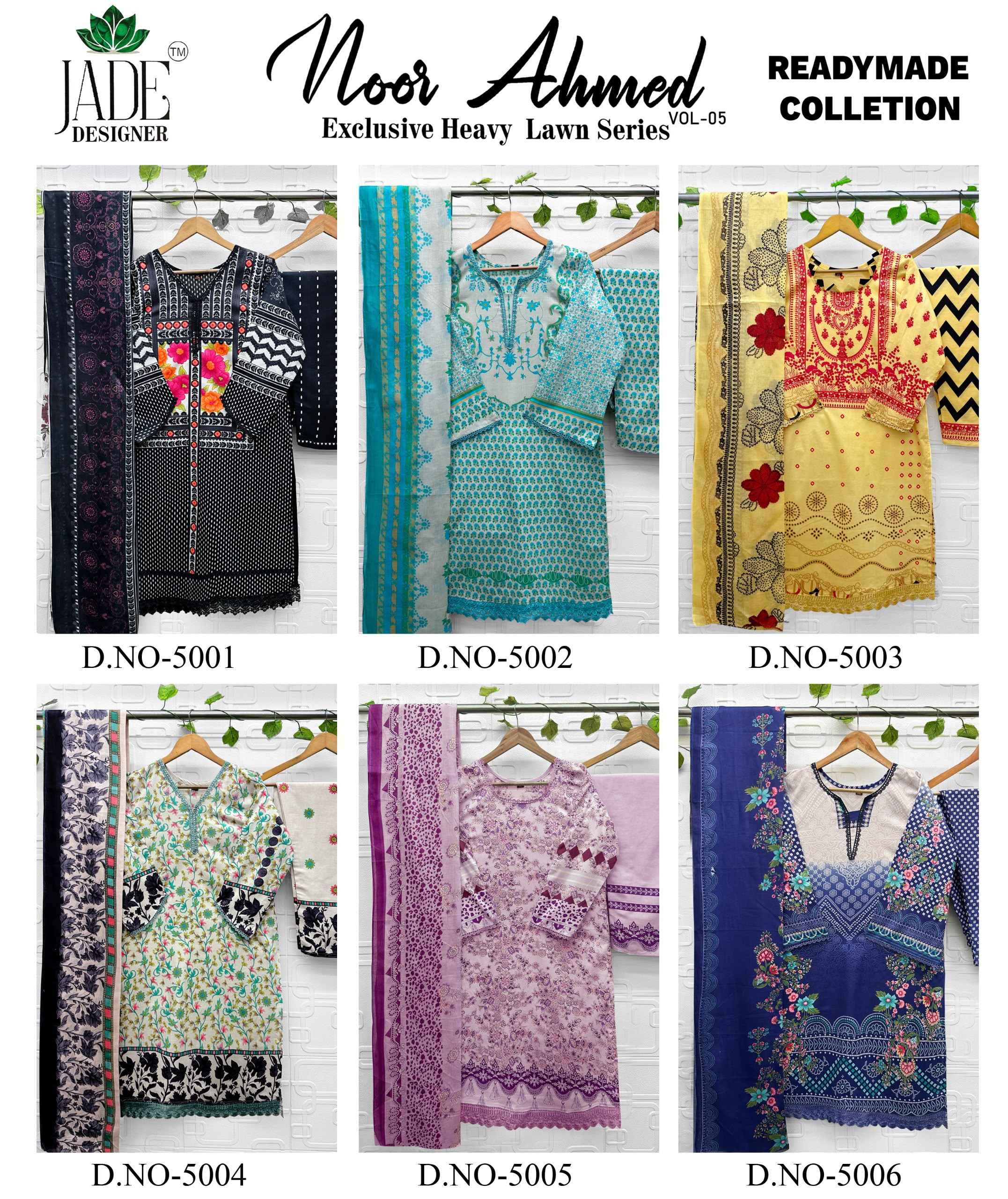 Jade Noor Ahmed Vol 5 Readymade Lawn Cotton Dress 6 pcs Catalogue
