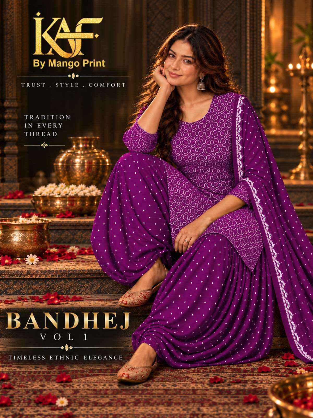 KAF Fabric Bandhej Vol 1 Cotton Dress Material 10 Pcs Catalouge