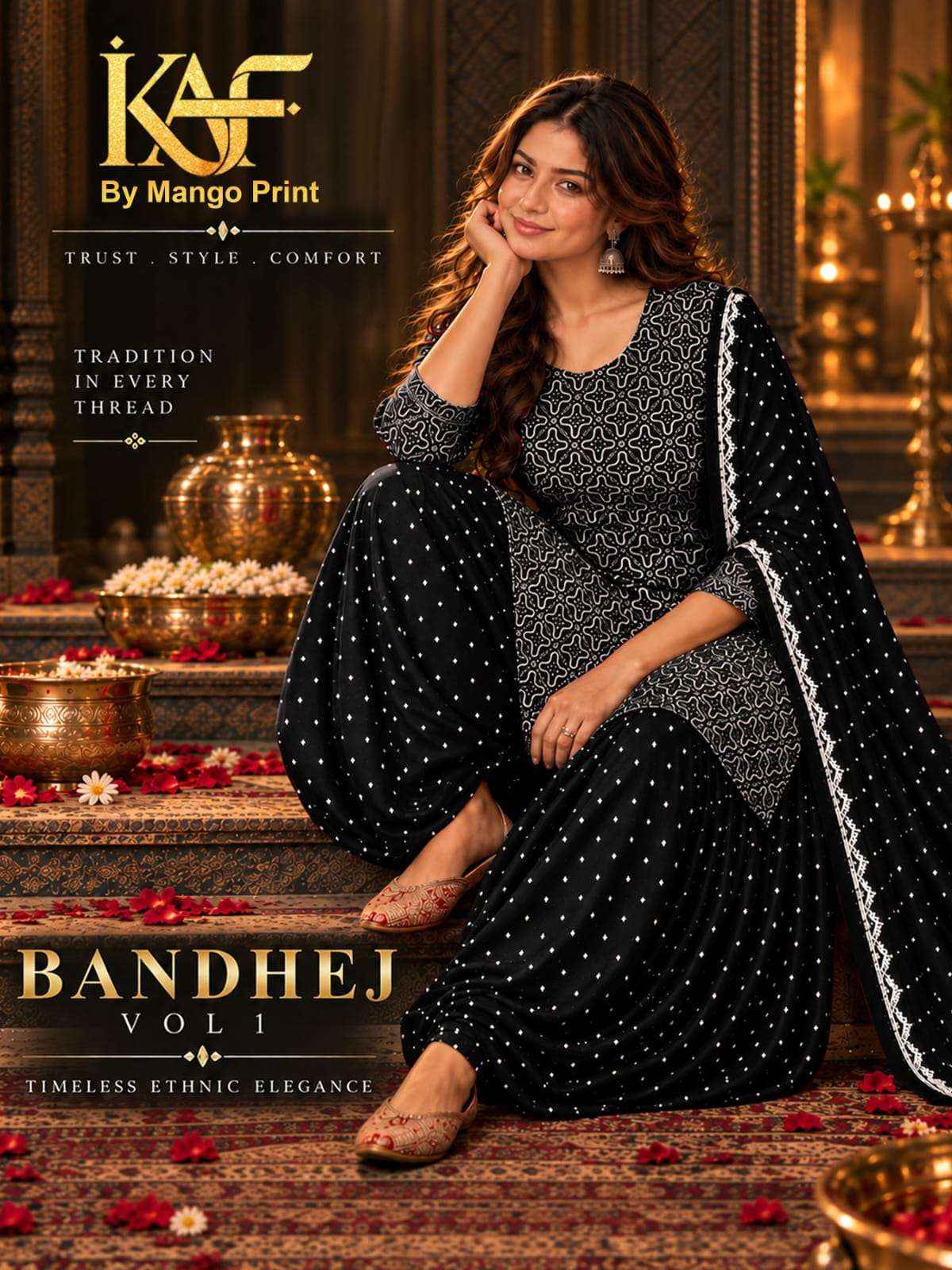 KAF Fabric Bandhej Vol 1 Cotton Dress Material 10 Pcs Catalouge