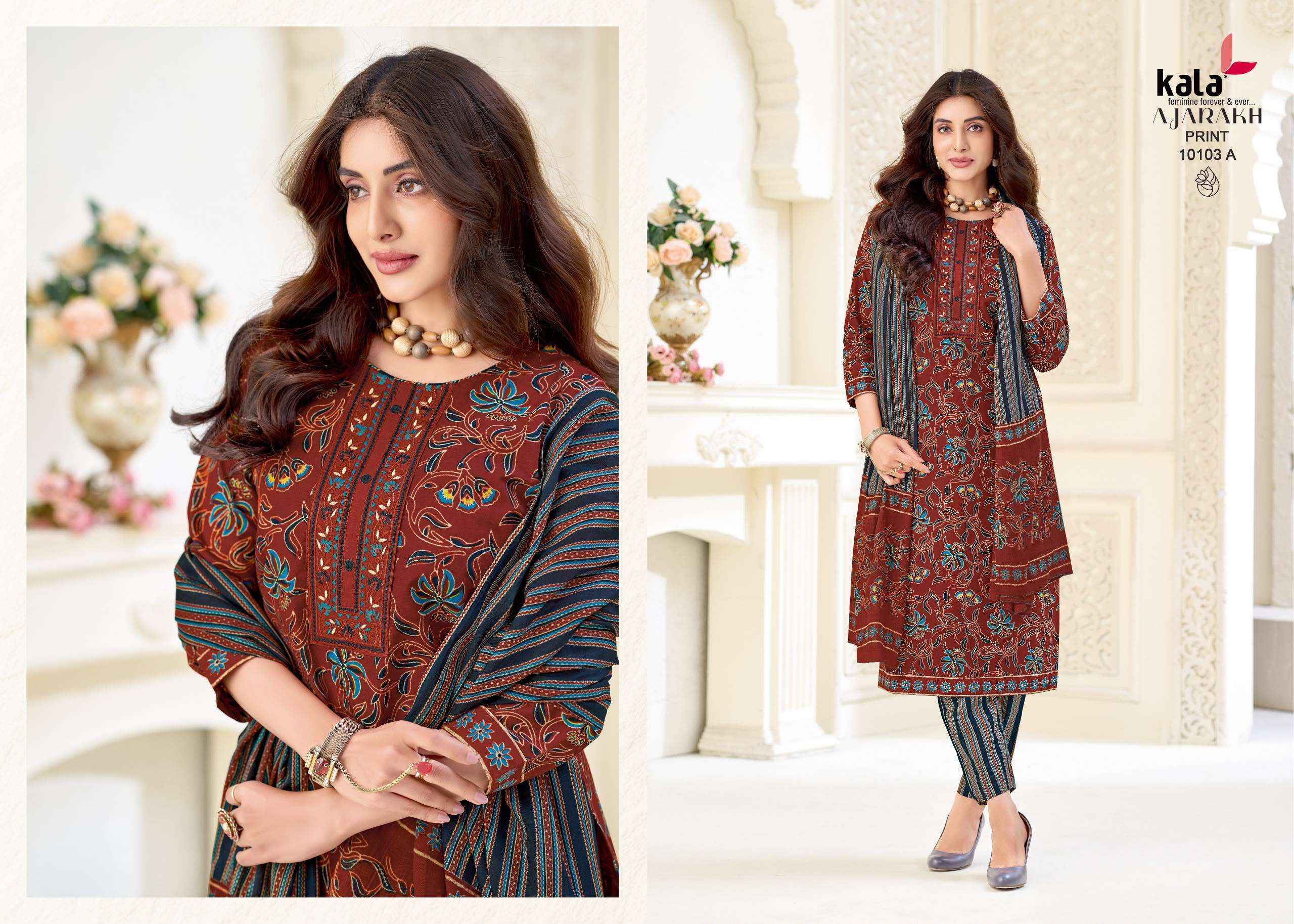 Kala Ajrakh Print Vol 1 Readymade Cotton Dress 10 pcs Catalogue