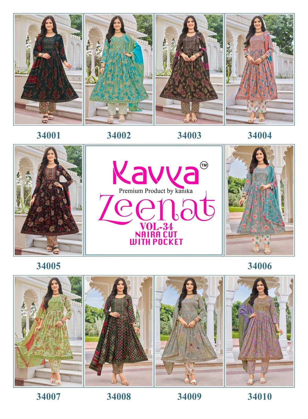 Kavya Zeenat Vol 34 Capsule Kurti Combo 10 pcs Catalogue