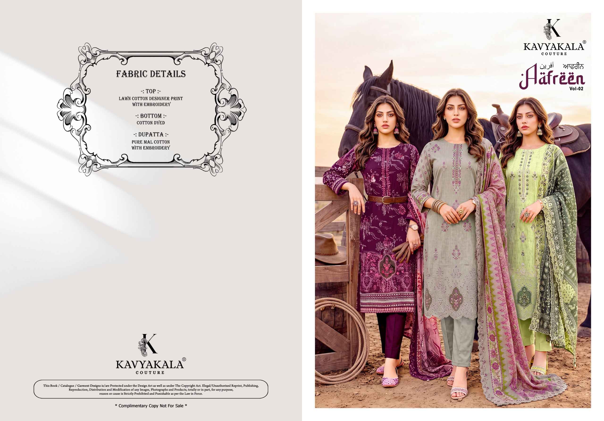 Kavyakala Aafreen Vol 2 Lawn Cotton Dress Material 6 pcs Catalogue